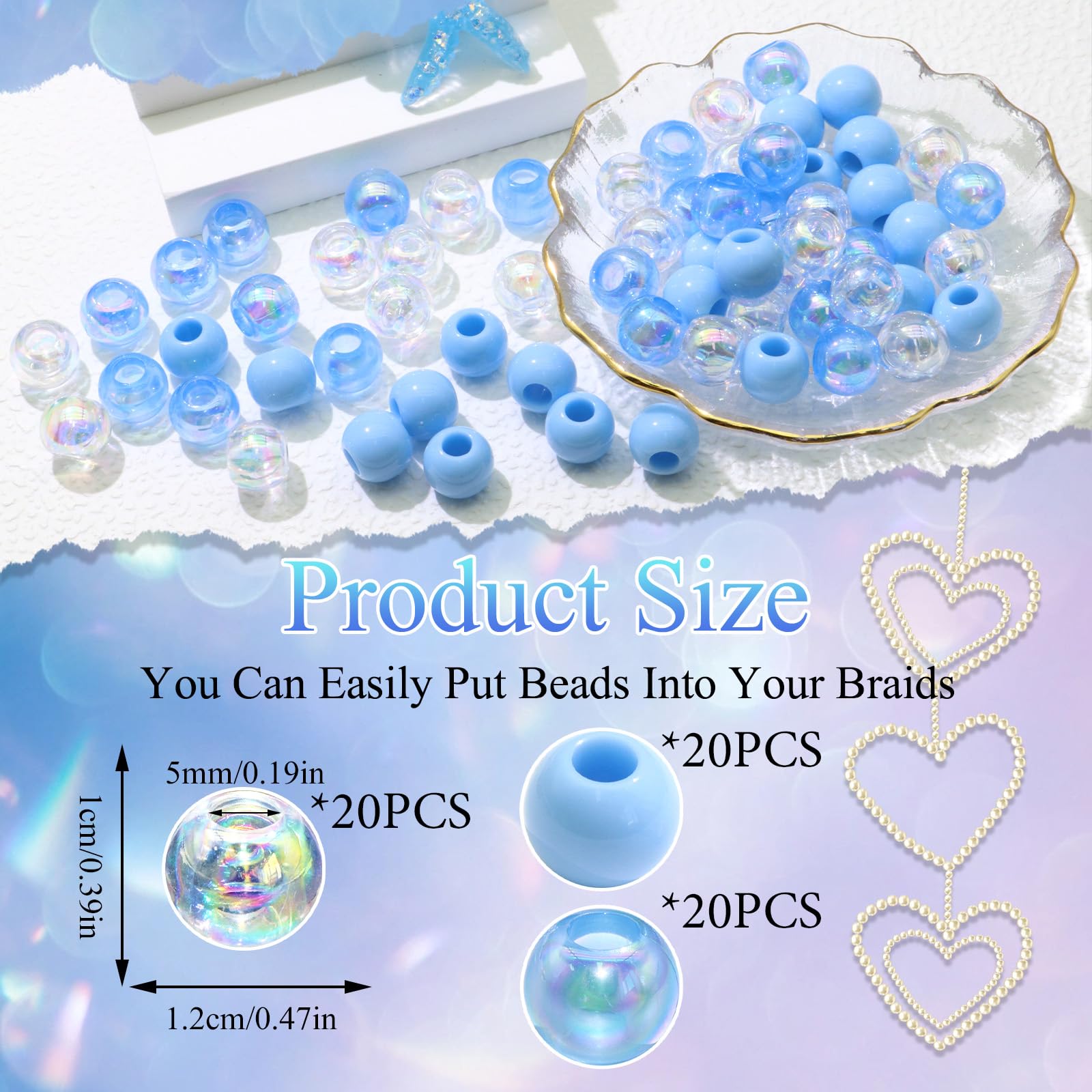 Crystal Bead Barrette Hair Clip - Clear Beads Moon Crystal Rhinestone Hair Accessories Set - 6 Pcs Moon  main image 3