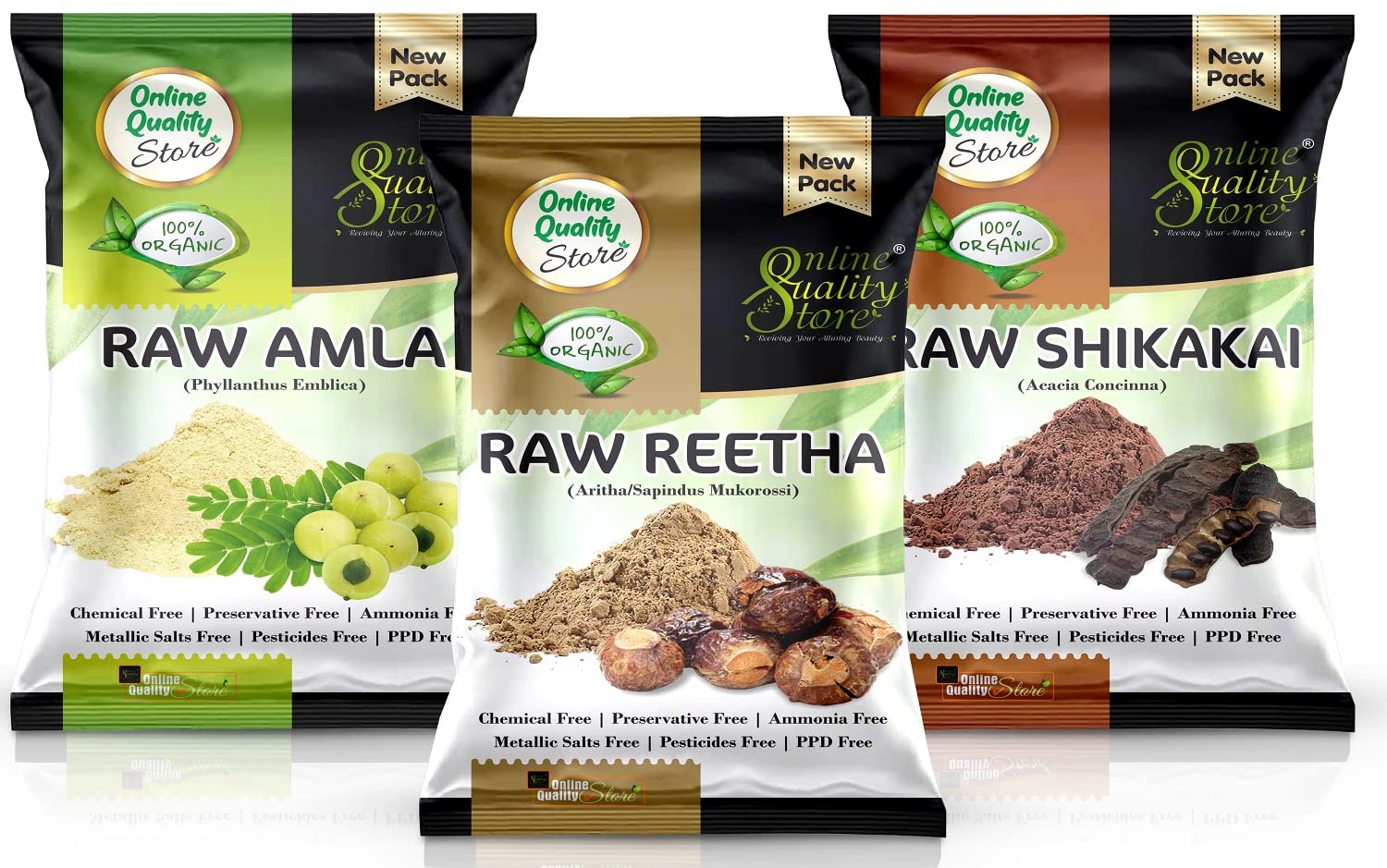 Online Quality Store Reetha Amla Shikakai (Raw Form) Combo Pack, 300 g (Pack of 3)