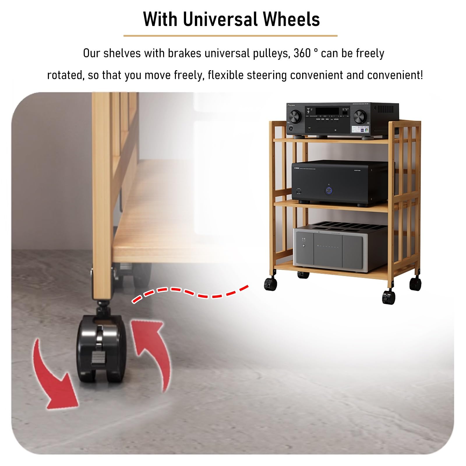 Générique Étagère Audio HiFi réglable – Étagère multimédia roulante à 2/3/4/5 Niveaux, Support stéréo Haut de Gamme pour Home cinéma, Tour de Composants, idéale pour Le Rangement de matériel Audio