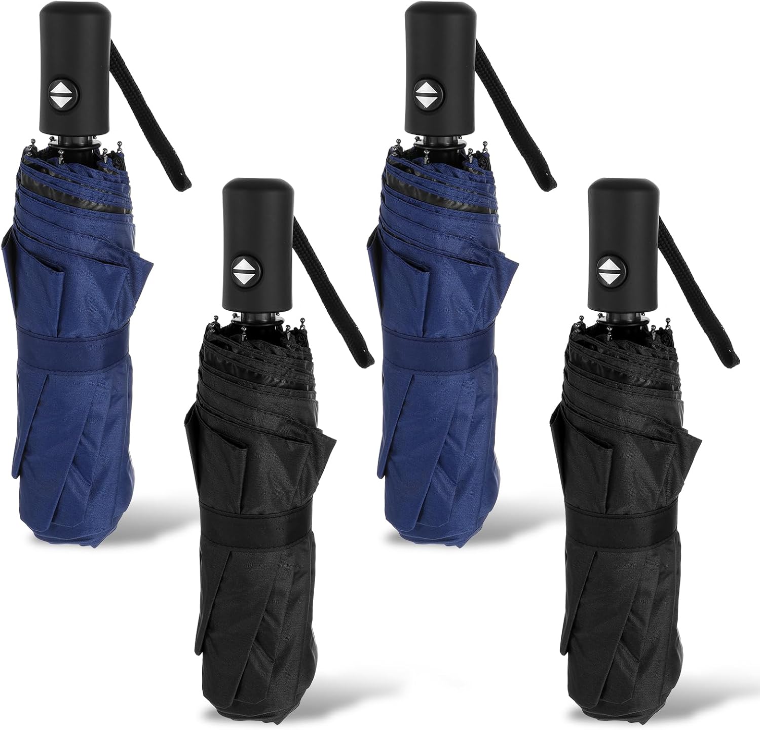 4 Pack Travel Umbrellas Windproof, Bulk Auto Open and Close Folding Small Compact, Backpack Car travel Essentials Purse Rain Umbrella With 8 Fiberglass Ribs for Rain, Men Women