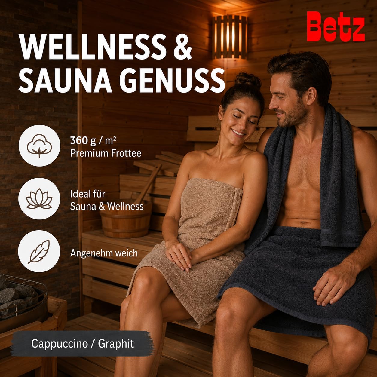 Betz Lot de 12 Serviettes Berlin 100% Coton 2 draps de Bain 4 Serviettes de Toilette 2 Serviettes d'invité 2 lavettes et 2 Gants Couleur Cappuccino - Graphite