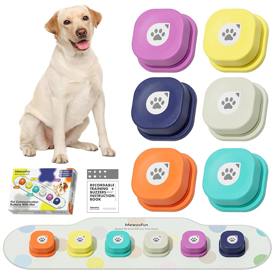 Mewoofun ペット用　知育トイ　ボタン　コミュニケーション Amazon | MEWOOFUN 犬用 録音ボタン 2個入り 会話ボタン 音声
