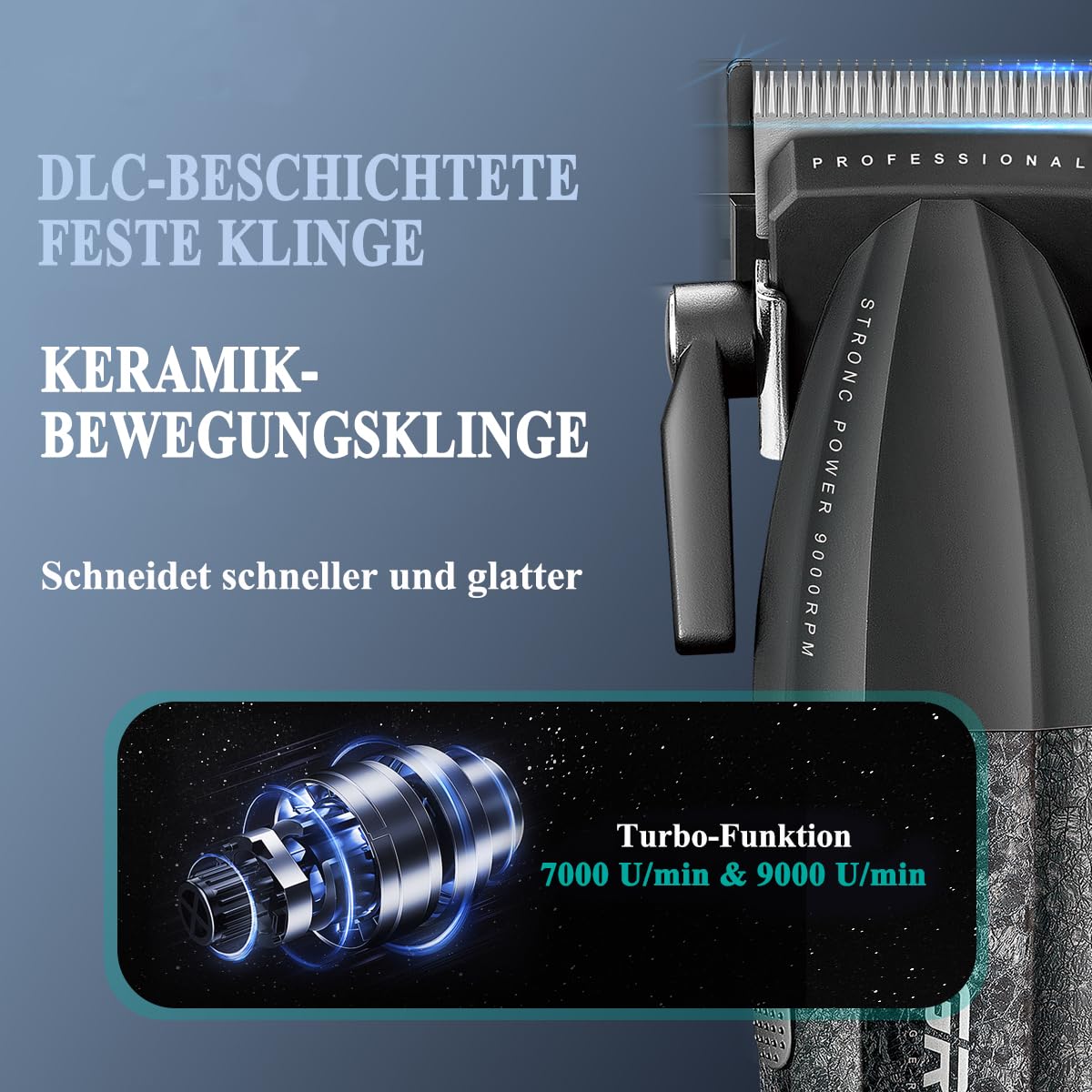 VGR 640 Professionelle Haarschneider für Männer, Kabellose Barber Clipper und Trimmer Set, Zero Gap T-Klinge Haarschneidekit, DLC-beschichtete Keramikklinge, Premium Barber Kit mit LED-Anzeige | 9000 U/min; Dual-Speed; 2500mAh/2000mAh Akku; 250min/240min