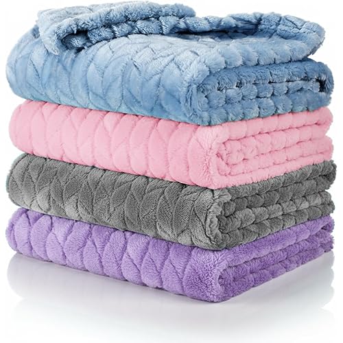 Frienda 4 Pcs Baby Fuzzy Blanket Fluffy Baby Blanket for Boys Girls Soft Warm Infant Newborn Toddler Receiving Nursery Bed Supplies, 32 x 24 Inch(Elegant Color)