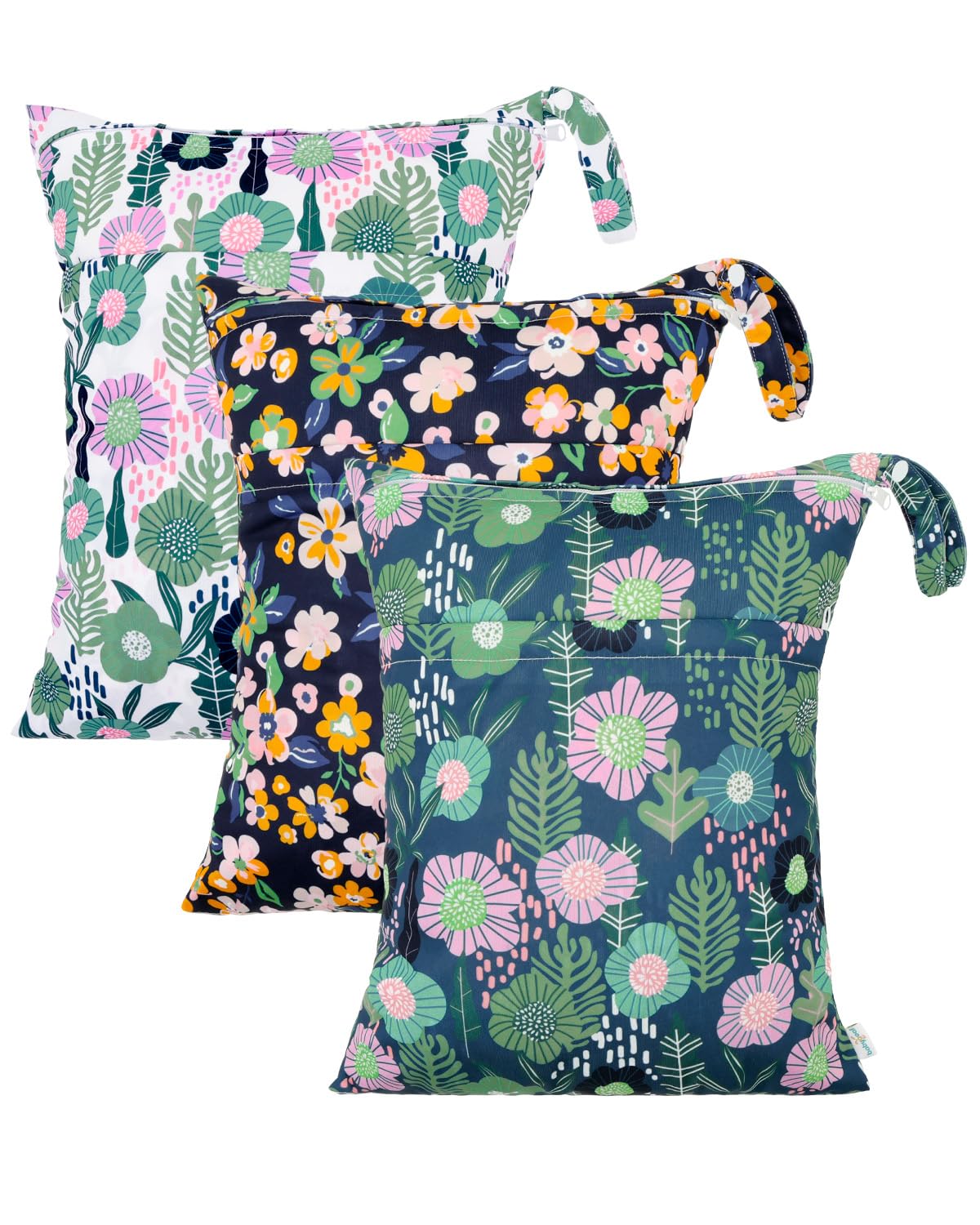 babygoal Floral Wet Dry Bags 3 Pack, Waterproof Travel Bags for Swimsuits, Beach, Pool, Gym,Food Storage and Wet Clothes,3LN45-B