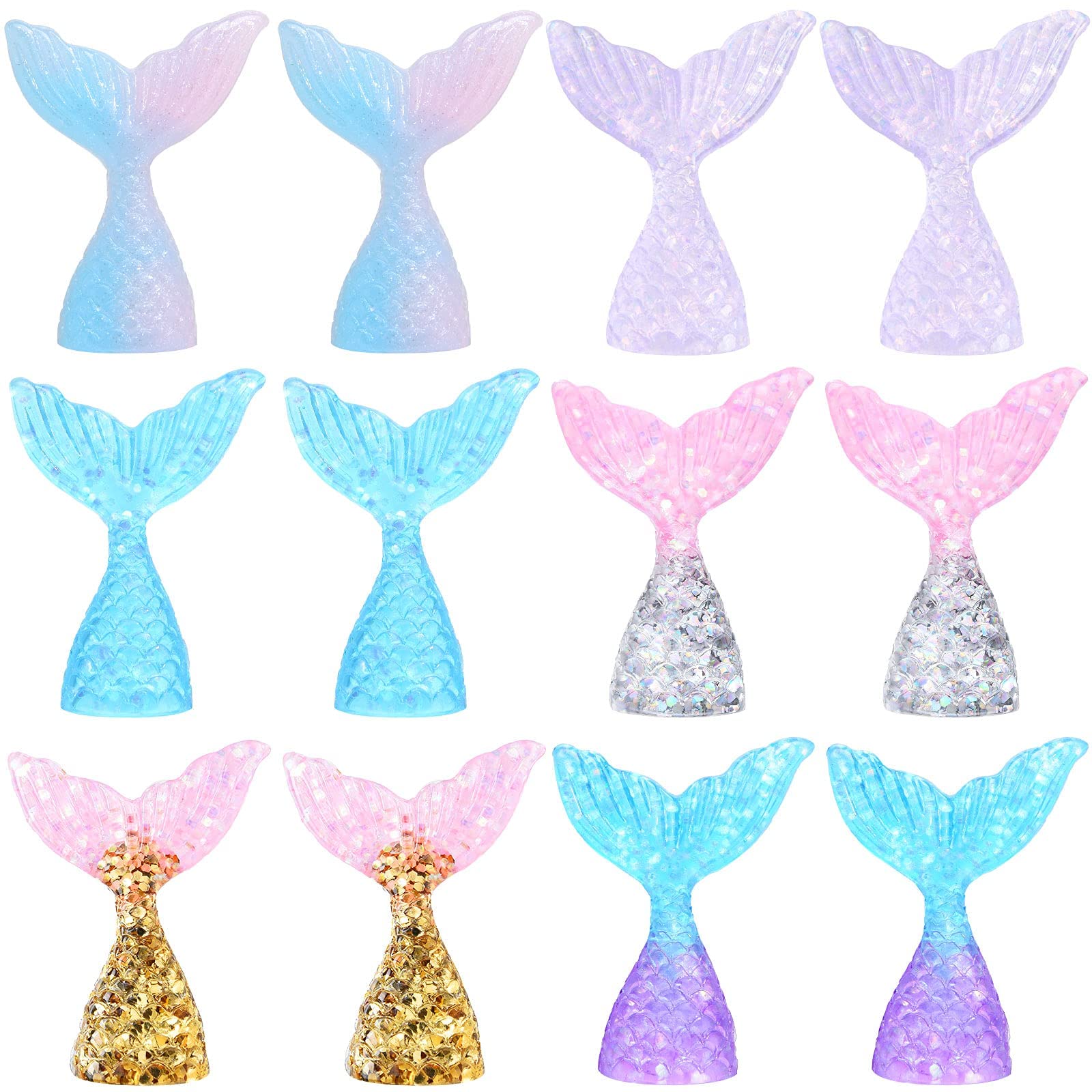 MAKINGTEC Mermaid Tail Decoration, Resin Mini Fish Tail, DIY Accessories for Cupcake Phone Case Birthday Party (36 Pcs)