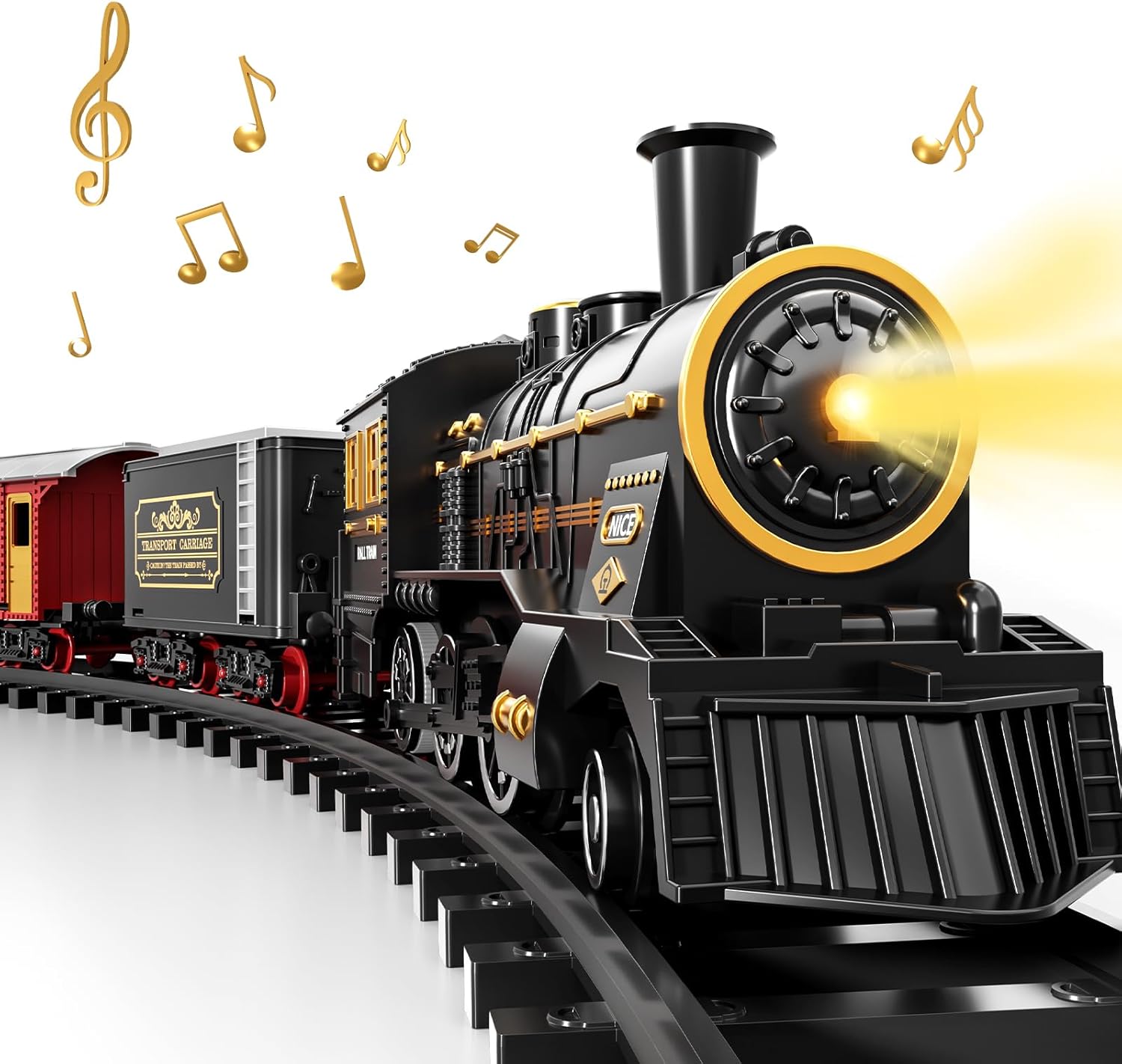 Juego de tren para niños pequeños de 3 a 4 años, trenes de aleación eléctrica con pista, luz, sonido, juegos de tren de Navidad para alrededor del