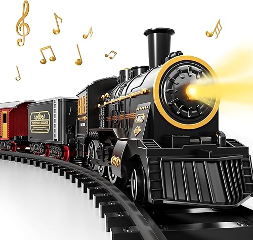 Juego de tren para niños pequeños de 3 a 4 años, trenes de aleación eléctrica con pista, luz, sonido, juegos de tren de Navidad para alrededor del