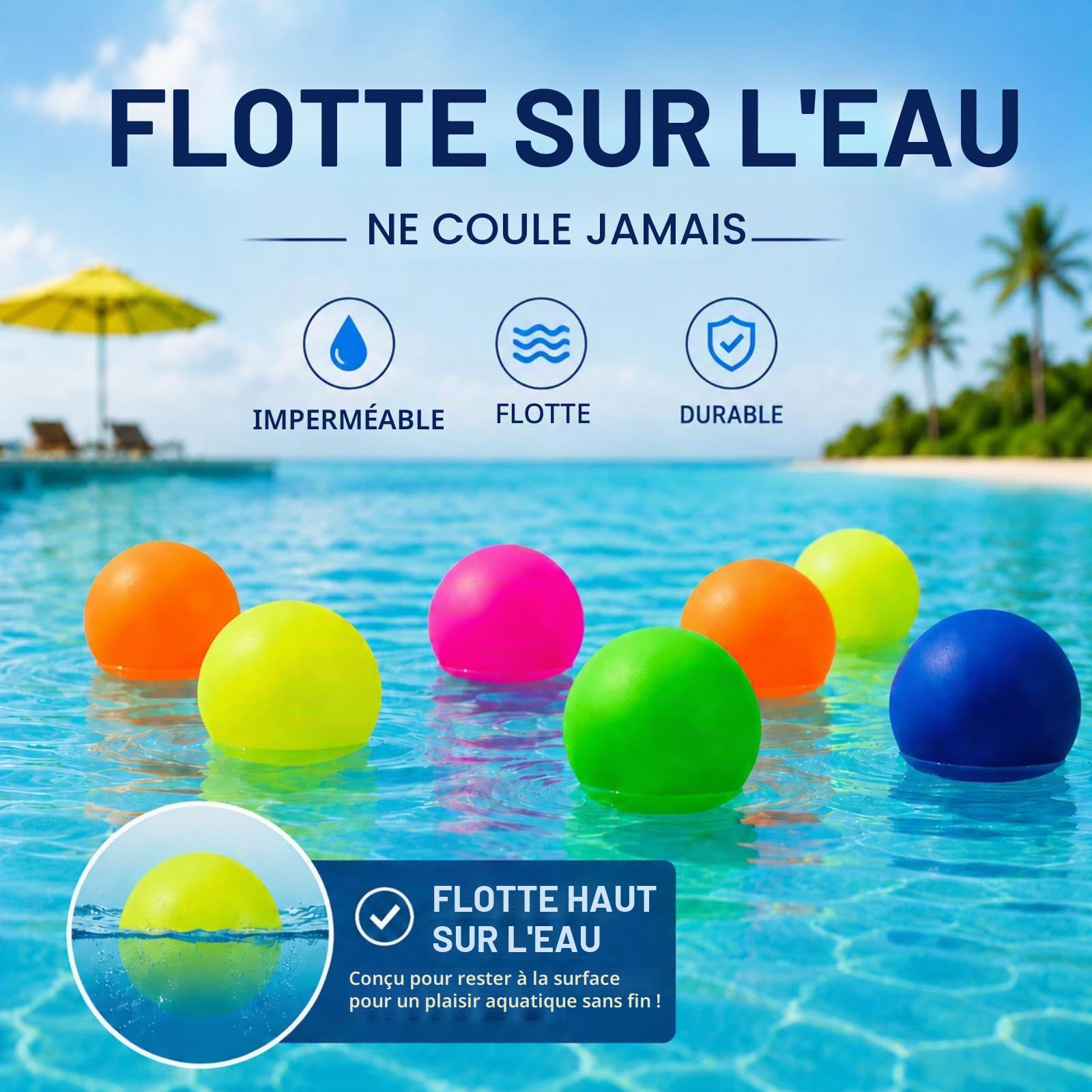 Sumind 5 Pièces Balles de Plage de Remplacement Balles de Rechange de Pagaie de Plage Balles de Plage Supplémentaires pour Activités de Plein Air, Assortiment de Couleurs Haute Visibilité