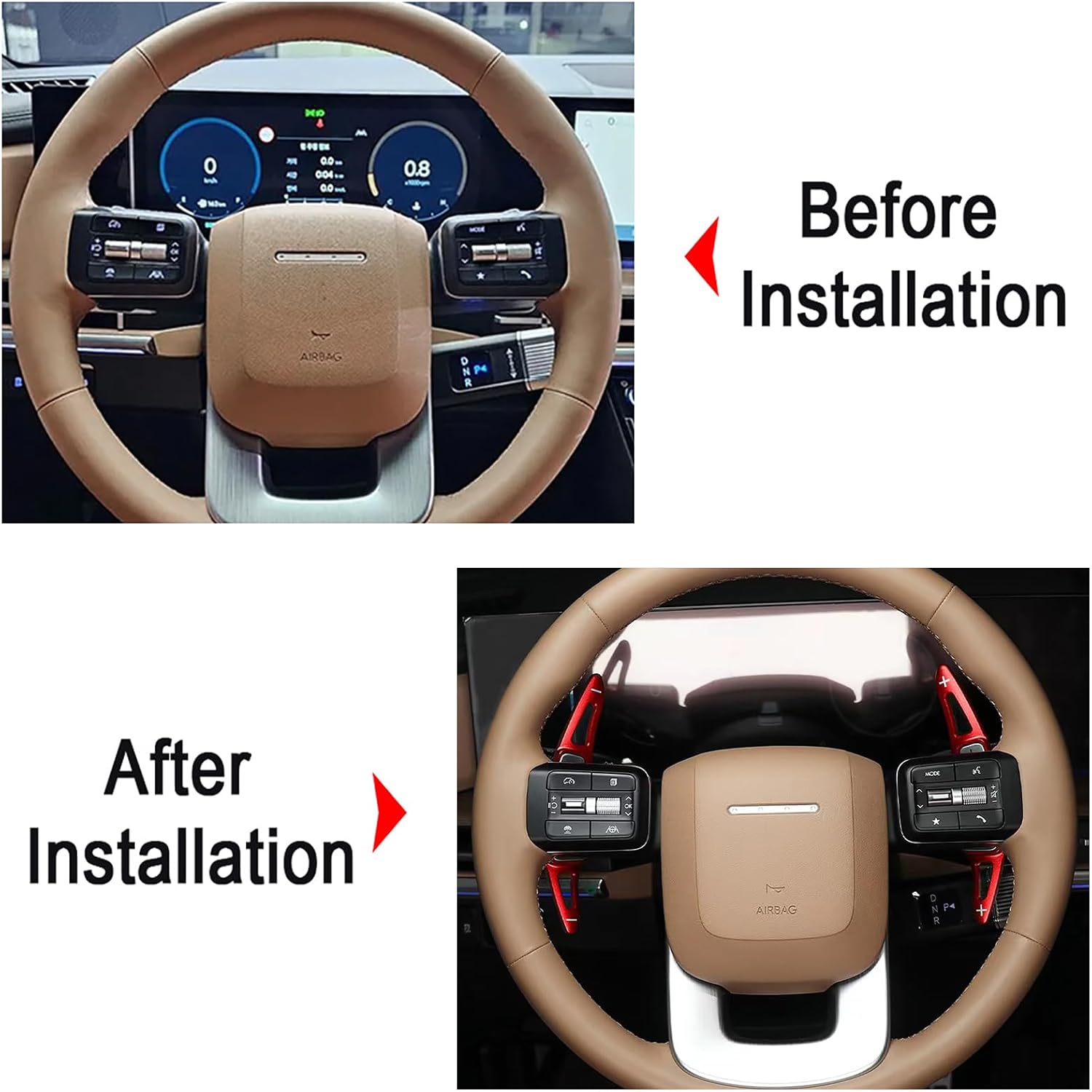 Aluminum Car Steering Wheel Shift Paddle Extension Stickers for Hyundai Santa Fe/Santa Fe HEV 2024-2025, Palisade/IONIQ 9 2026(red)
