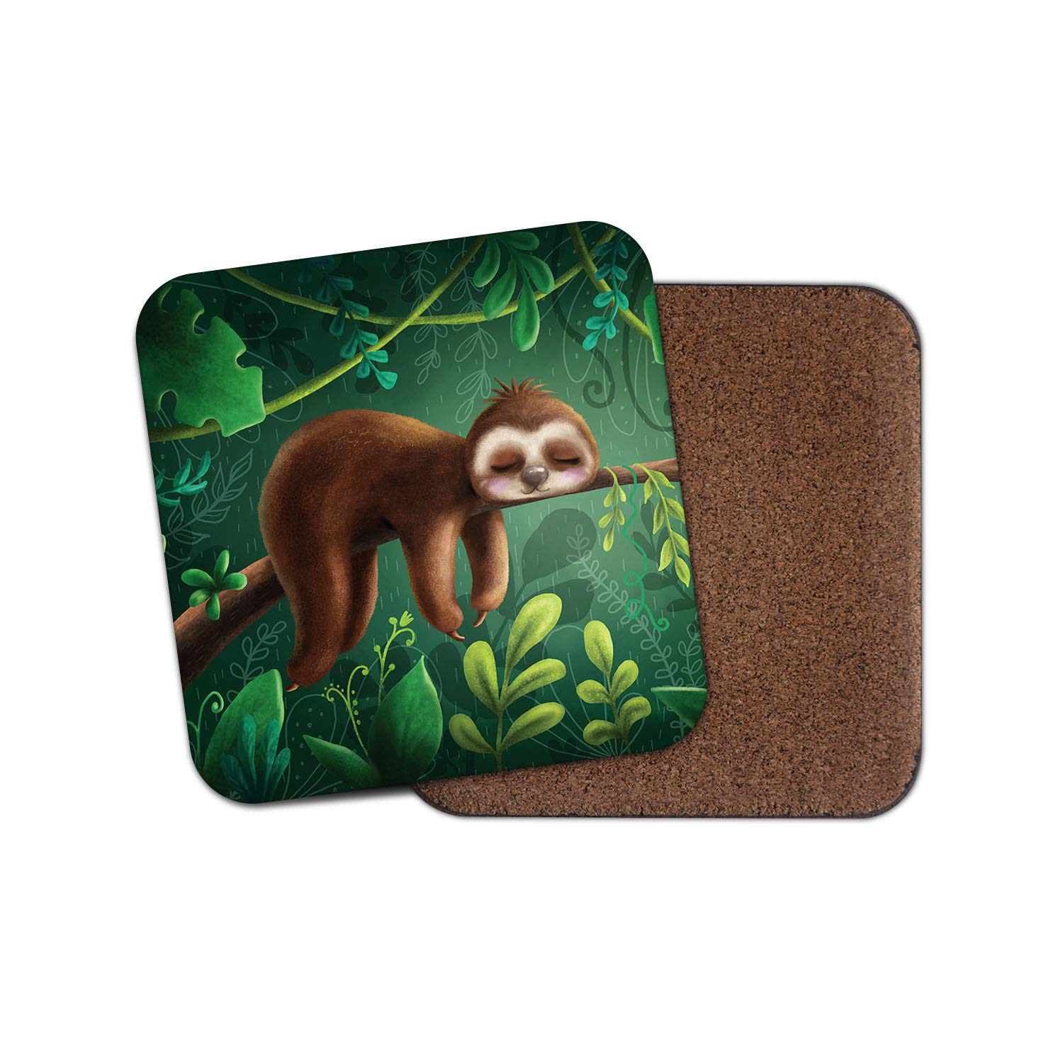Destinationvinyl Boys Multicolor 1 X Cartoon Sleepy Sloth Coaster - Kids Teen Lazy Animal Cute Son #14832