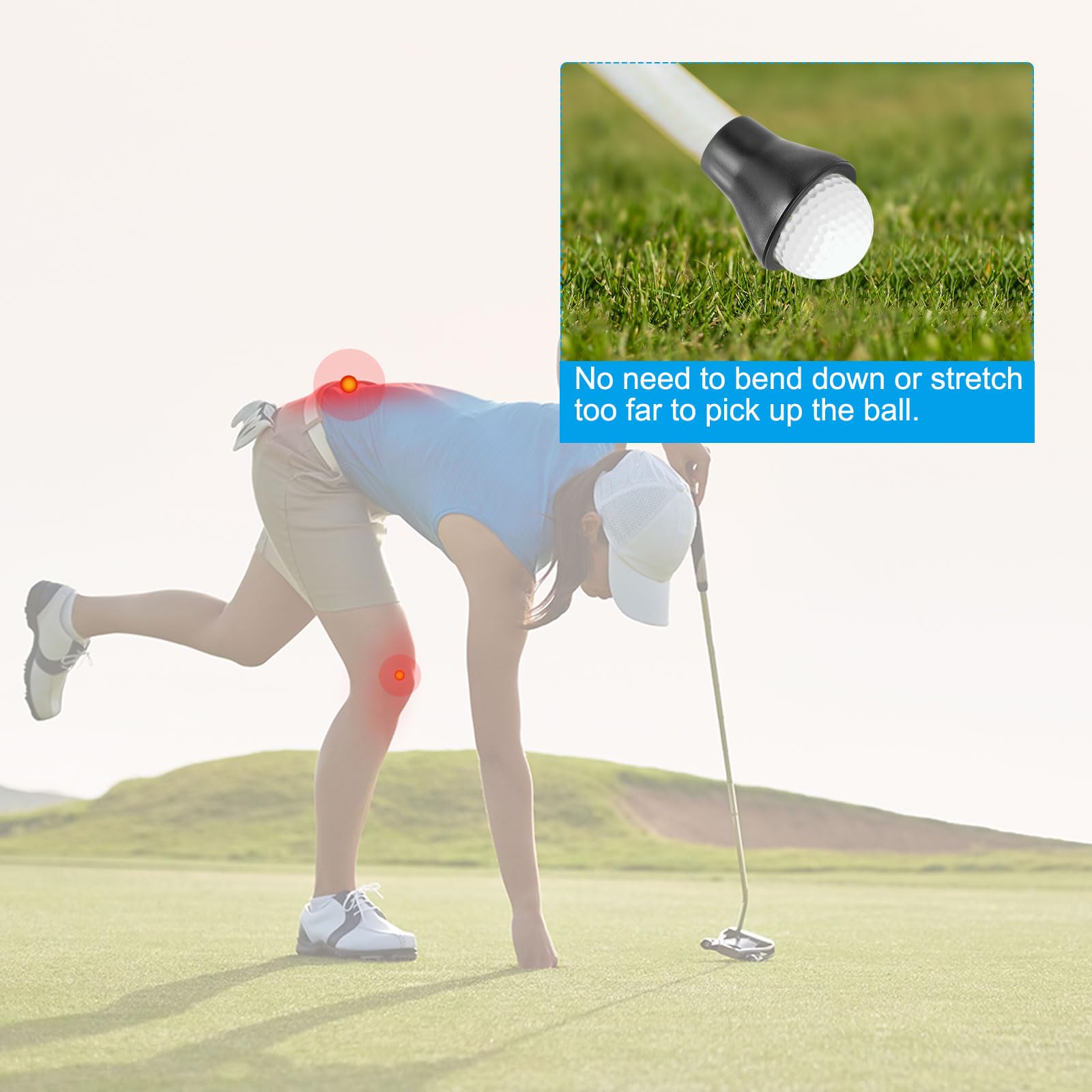 PATIKIL Recuperatore Palline Golf 2 Pacco Puntatore Presa Ventosa Raccogli Schienale Salva per Raccoglitore Superiore Tubo Maniglia Nero