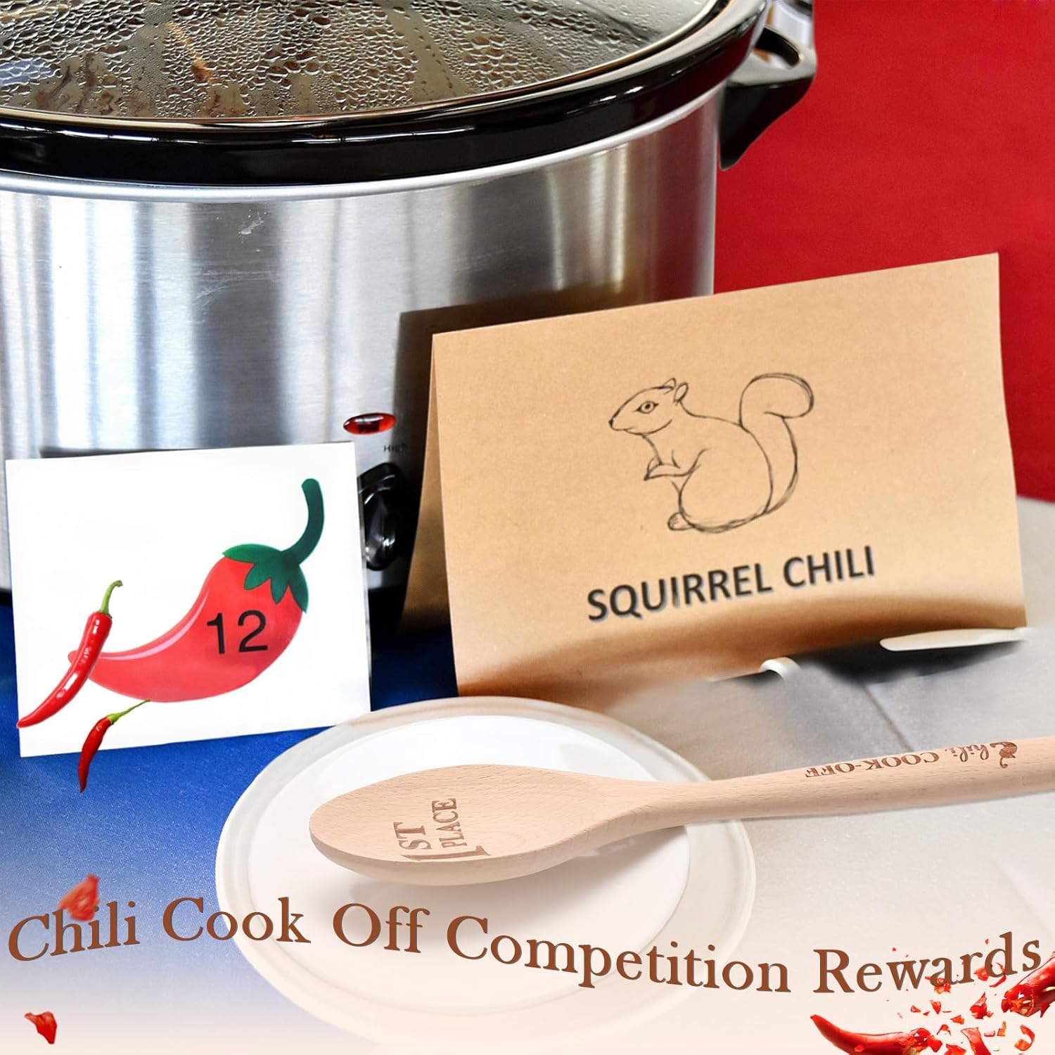 Soaoo Set of 3 Chili Cook Off Trophy Wooden Spoon Prizes Chili Engraved Cooking Spoons for 1st 2nd 3rd Cooking Competition Award(Carved at Handle and Spoon Surface) - Image 4