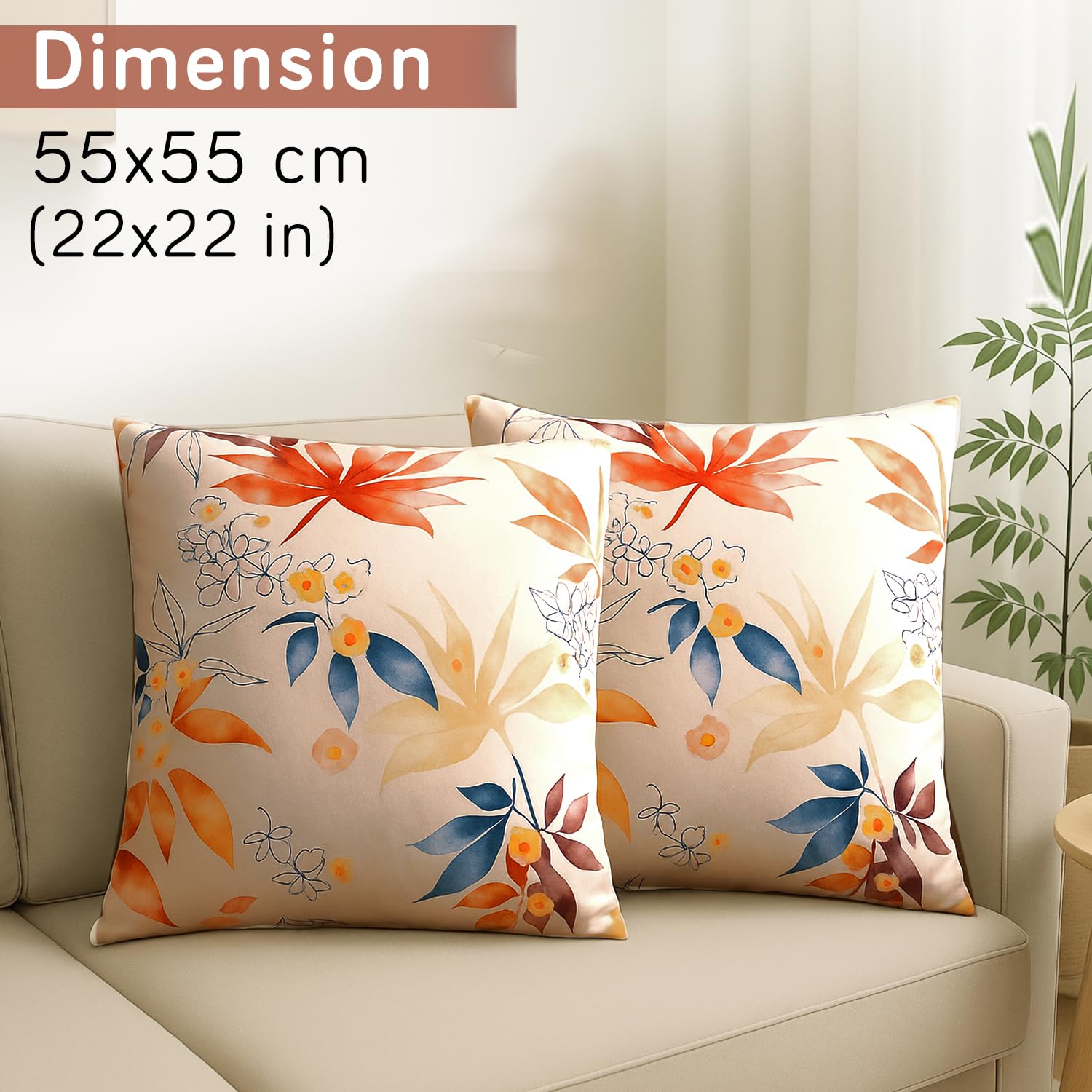 Velvet Cushion Covers - Amber Serene Flora -2