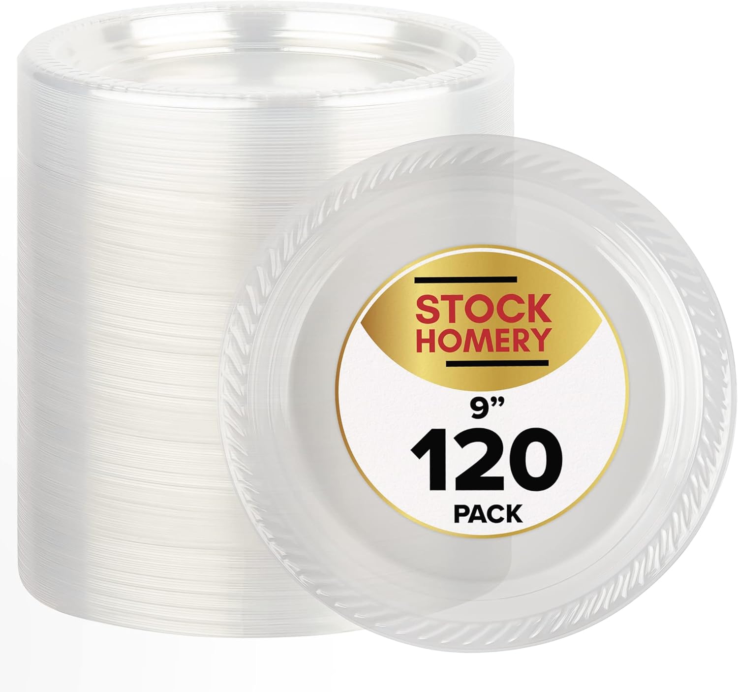 9 Inch Clear Plastic Plates in Bulk 120 Pack Disposable