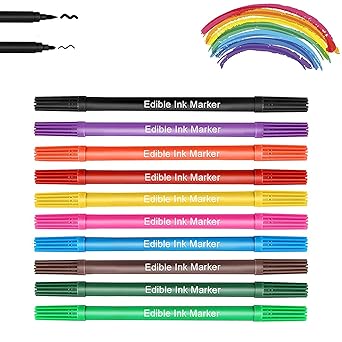Edible Markers, 10PC Edible Pens, Double Tips Edible Paint, Edible Markers for Cookies, Food grade Paint Food Coloring Pens for DIY Fondant Cakes Frosting Easter Eggs Baking, Cookie Icing Decorating