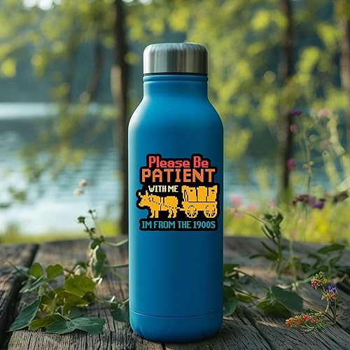Miniatura 5 de 3 calcomanías de vinilo impermeables con texto en inglés Please Be Patient with Me Im from the 1900s, vintage, retro, millennial Gen X, para botella