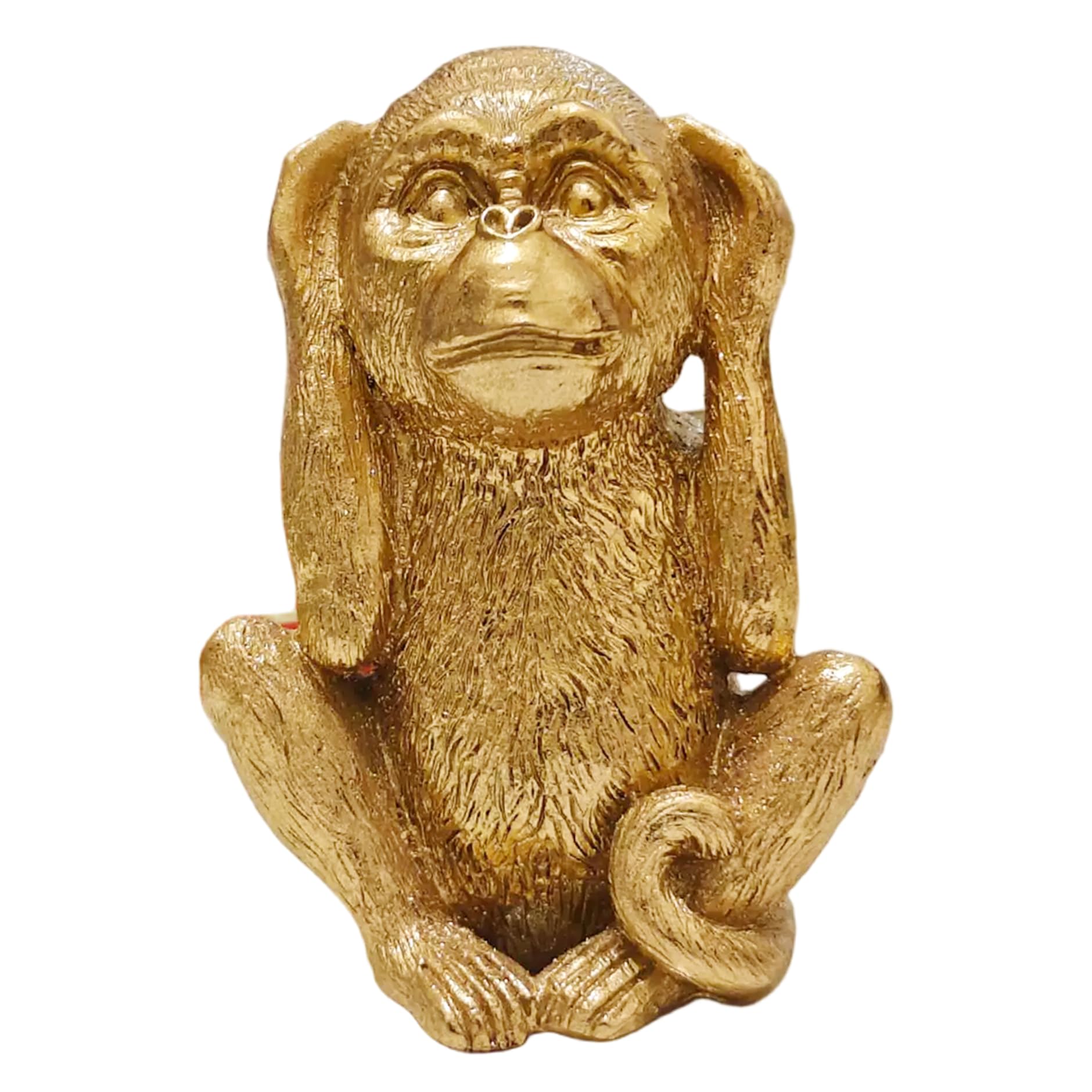 Uanqfegy Style 2 Resin Three Wise Monkeys Gold Statue - 6 Inch Golden Monkey Figurine Decor For Home Office Shelf,