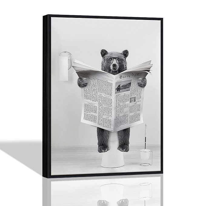 幽默熊厕所墙壁装饰画