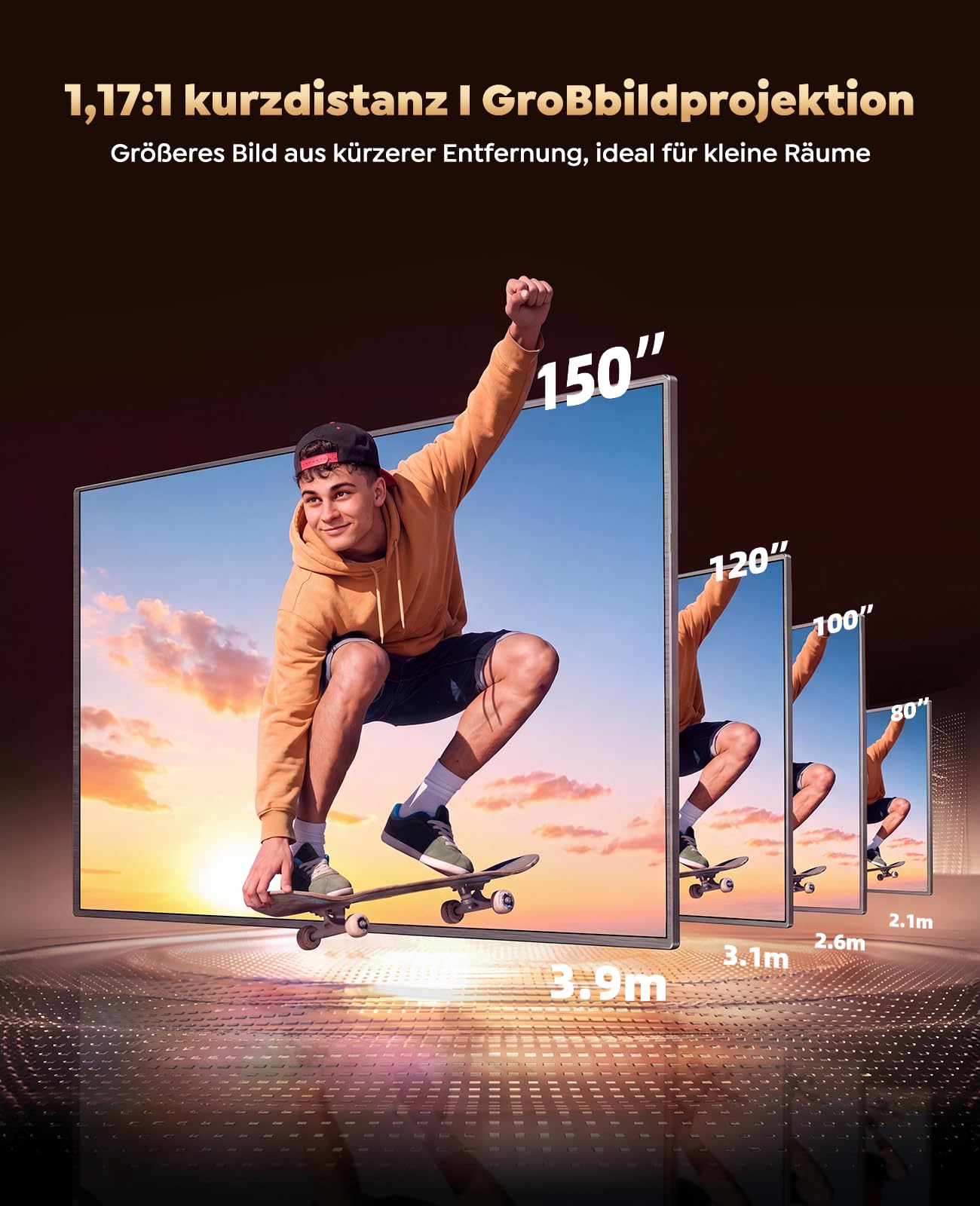Smart Beamer【Google TV & 30W Lautsprecher】Beamer 4K Heimkino Unterstützt Autofokus/6D Trapezkorrektur, HDR10, WiFi Bluetooth FULL HD 1080P LED Projector 360° Drehständer Outdoor Projektor 4K für HDMI