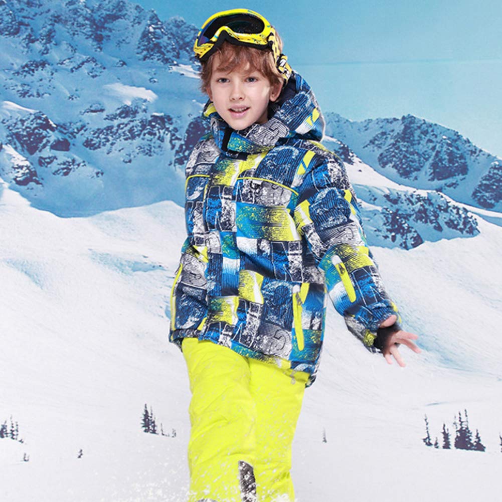 Niños Traje de Esquí 5000mm Chaqueta Impermeable Soft Shell para Nieve Peto de Nieve Conjunto Caliente de 2 Piezas