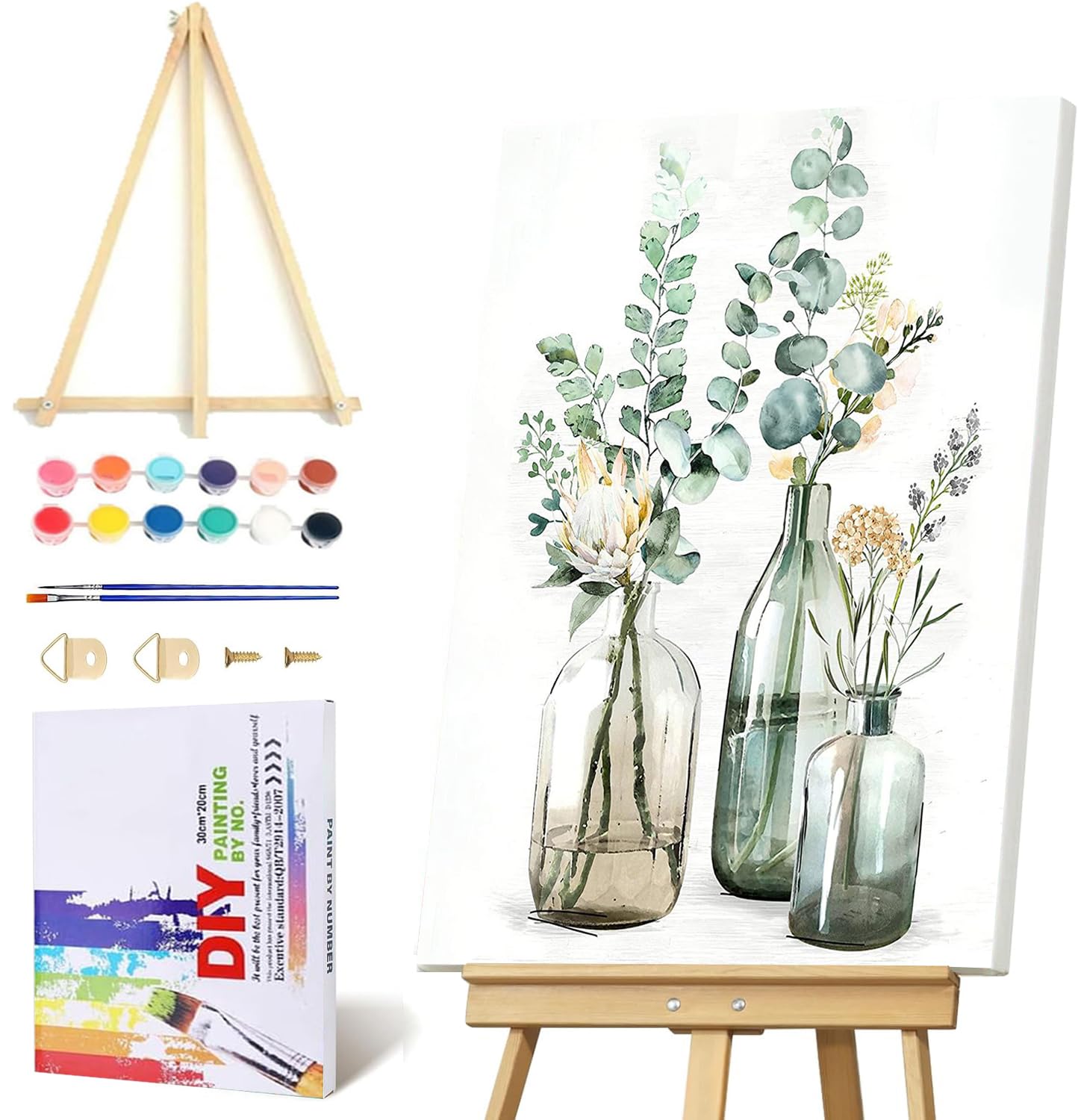 Jakener Paint by Numbers for Adults with Frame,Flower Painting by Numbers for Adults with Wooden Easel,DIY Box Pack Paint by Numbers Kits for Home Wall Decor 7.8x11.8inch