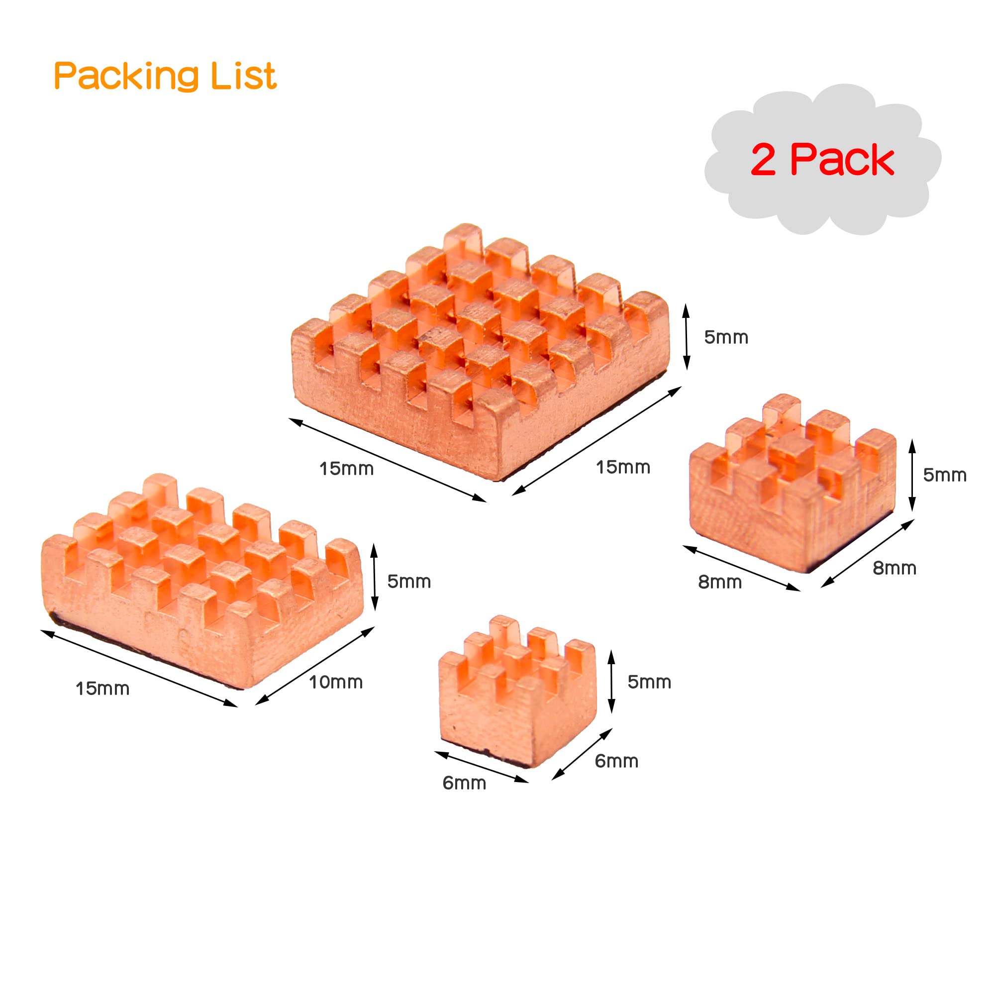 Geekworm Raspberry Pi Copper Heatsink Cooler Radiator with Thermal Conductive Adhesive for Raspberry Pi/Orange Pi/Rock Pi/Tinker Board/PCB Board CPU Chip