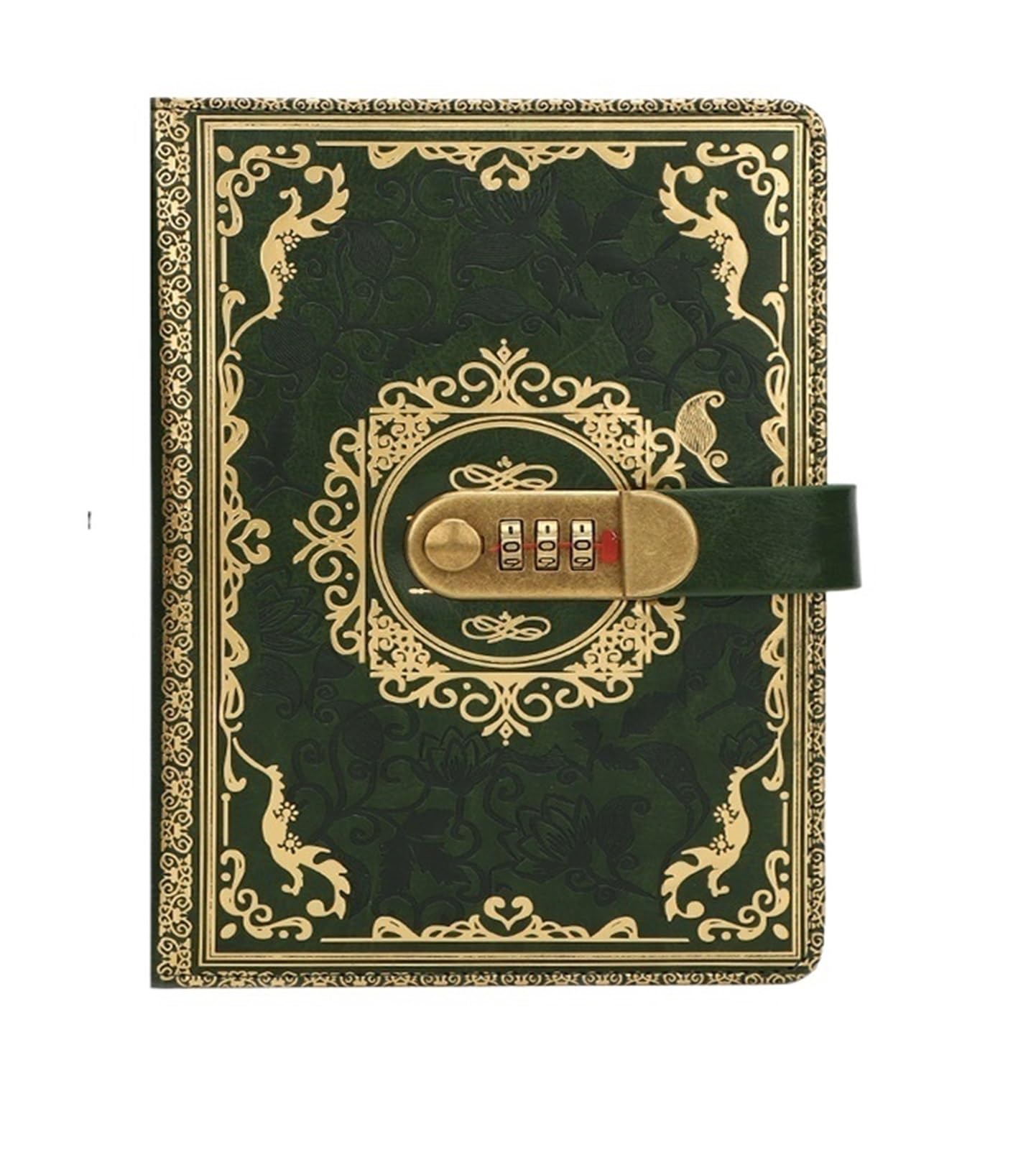 A5 Retro Digitales Passwort-Notizbuch Tagebuch mit Schloss Verdicktes Leder Kreative Handbücher Büro und Lernschreibwaren(A5 green)