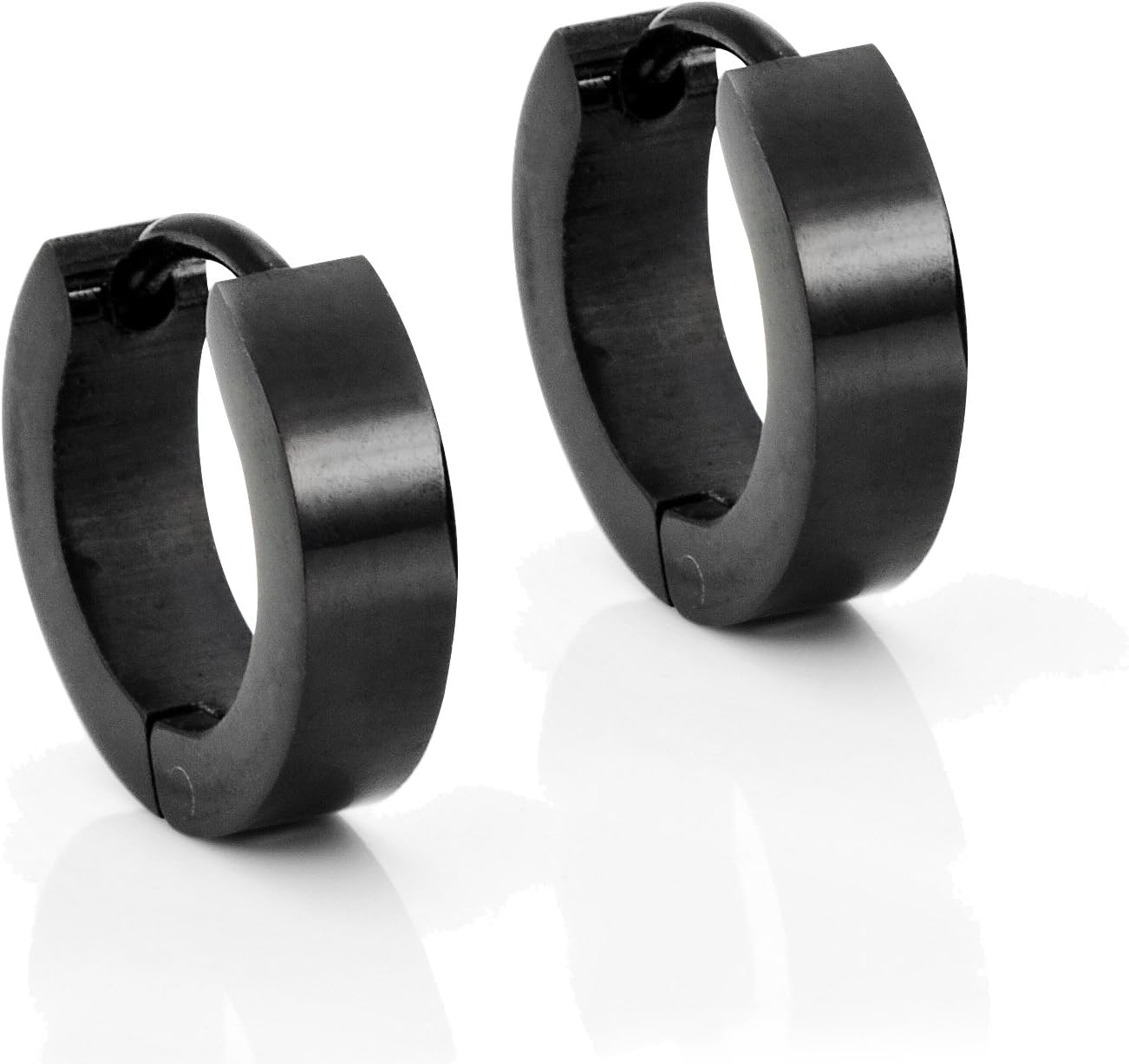 Black Stainless Steel Unisex Hoop Huggie Earrings