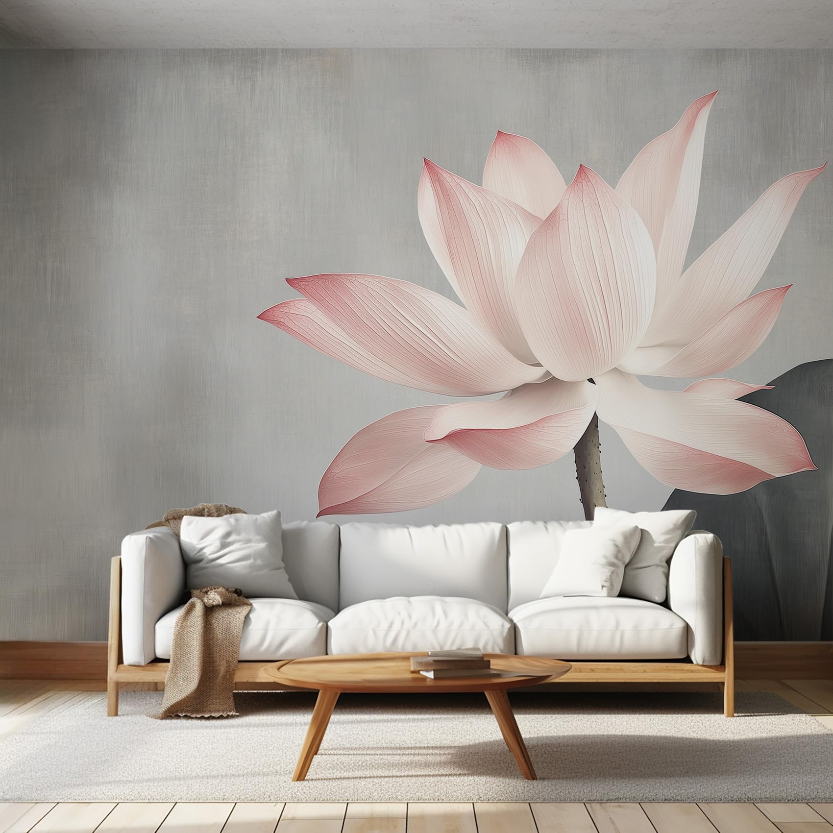 Papier Peint Rose, Effet 3D Zen Japonais Lotus pour Salon, Chambre, Papier Peint intissé, Papier Peint Photo Mural pour Salle à Manger, Couloir, Salon, 300 x 210 cm