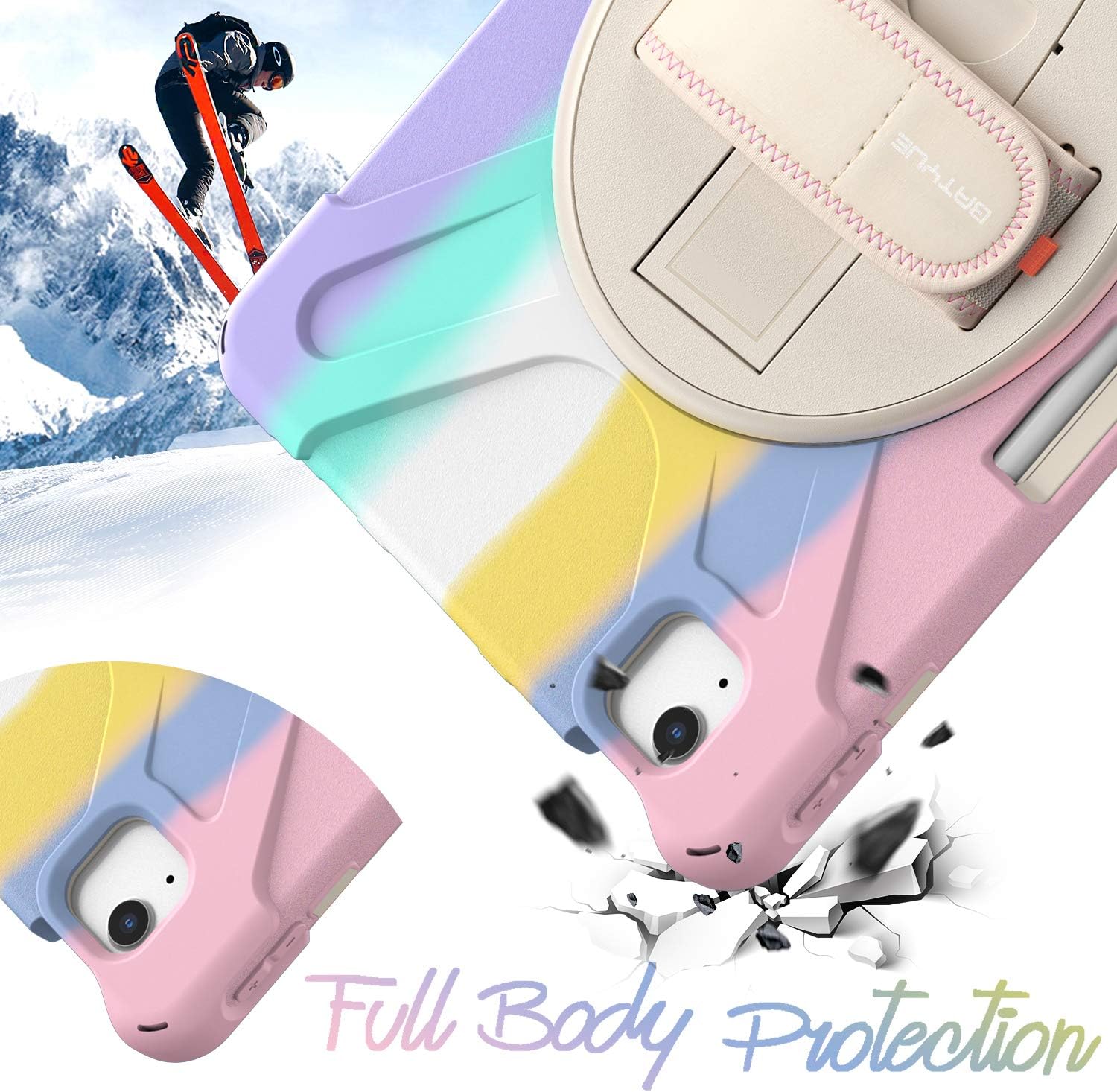 BATYUE iPad Air 5th/4th Generation Case 10.9 inch (2022/2020), iPad Pro 11" 4th/3rd/2nd/1st Gen Case (2022/2021/2020/2018), with Pencil Holder+Kickstand+Shoulder Strap