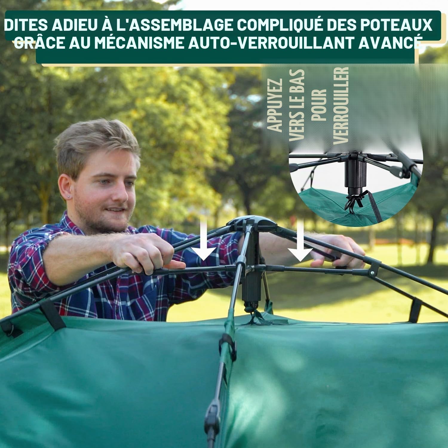 Reactive Outdoor Tente Pop-Up Instantanée 3 Secondes - Installation Facile et Rapide - Camping Étanche Double Couche pour 1 Personne