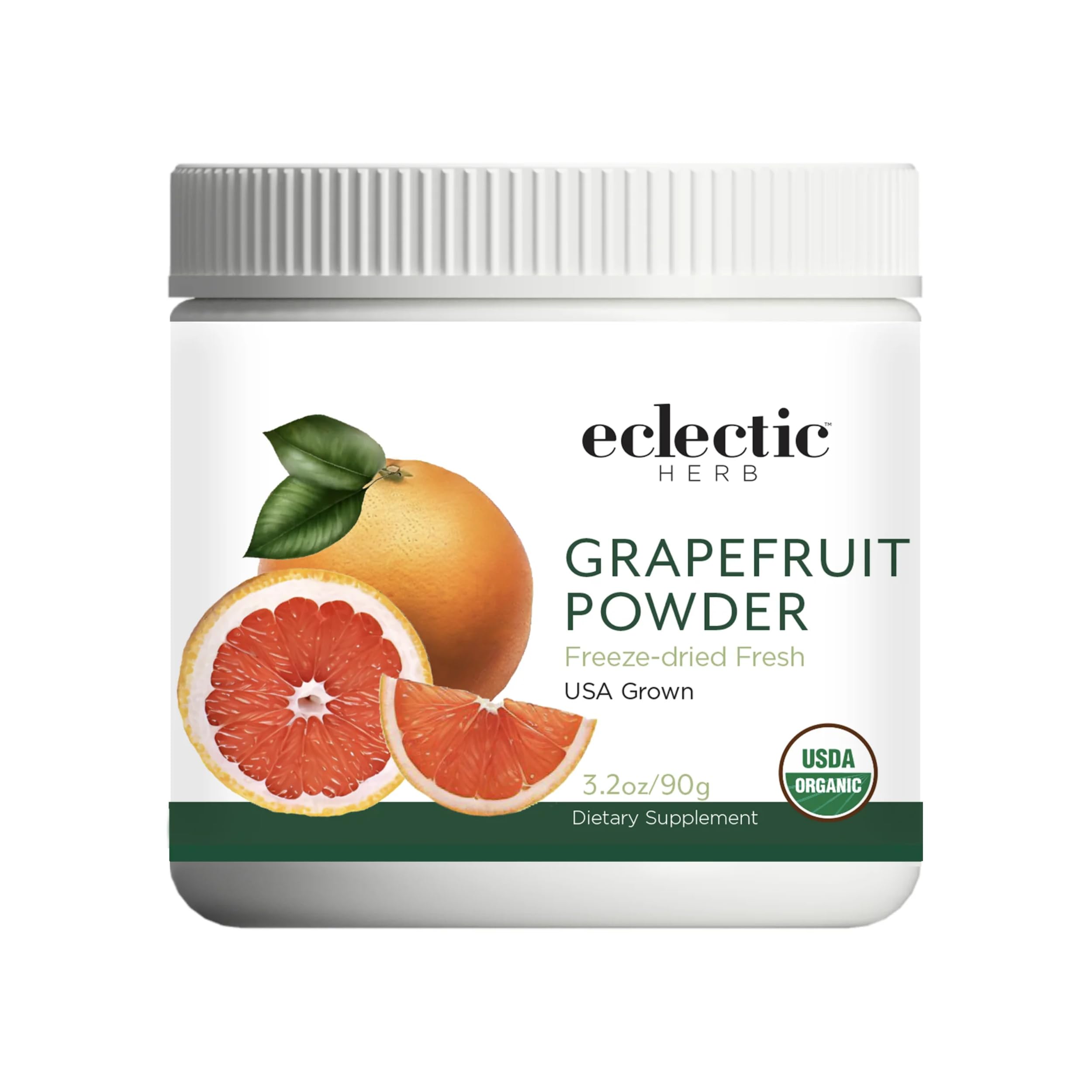 Eclectic Herb - Organic Grapefruit Powder Supplement | Vitamin, Mineral + Phytonutrient Support | Nutritional Drink Mix + Vitamin Powder | USDA Organic, Vegan, Non-GMO, Gluten Free (3.2 oz | 90 g)