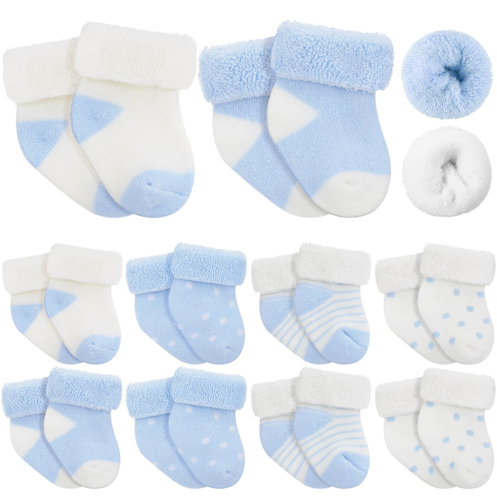 Twistover 10 Pairs Preemie Cotton Turn Cuff Socks