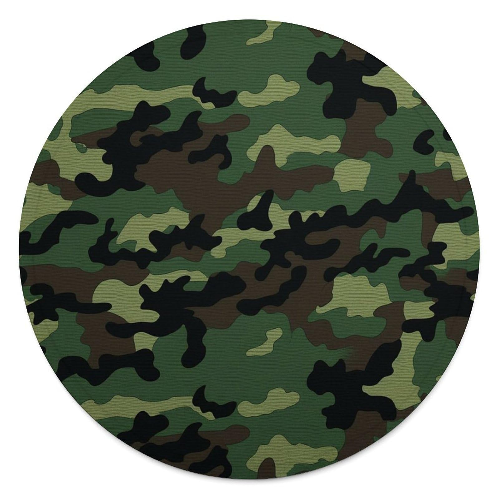 Couverture de plage ronde militaire verte pour pique-nique nature et farniente au soleil