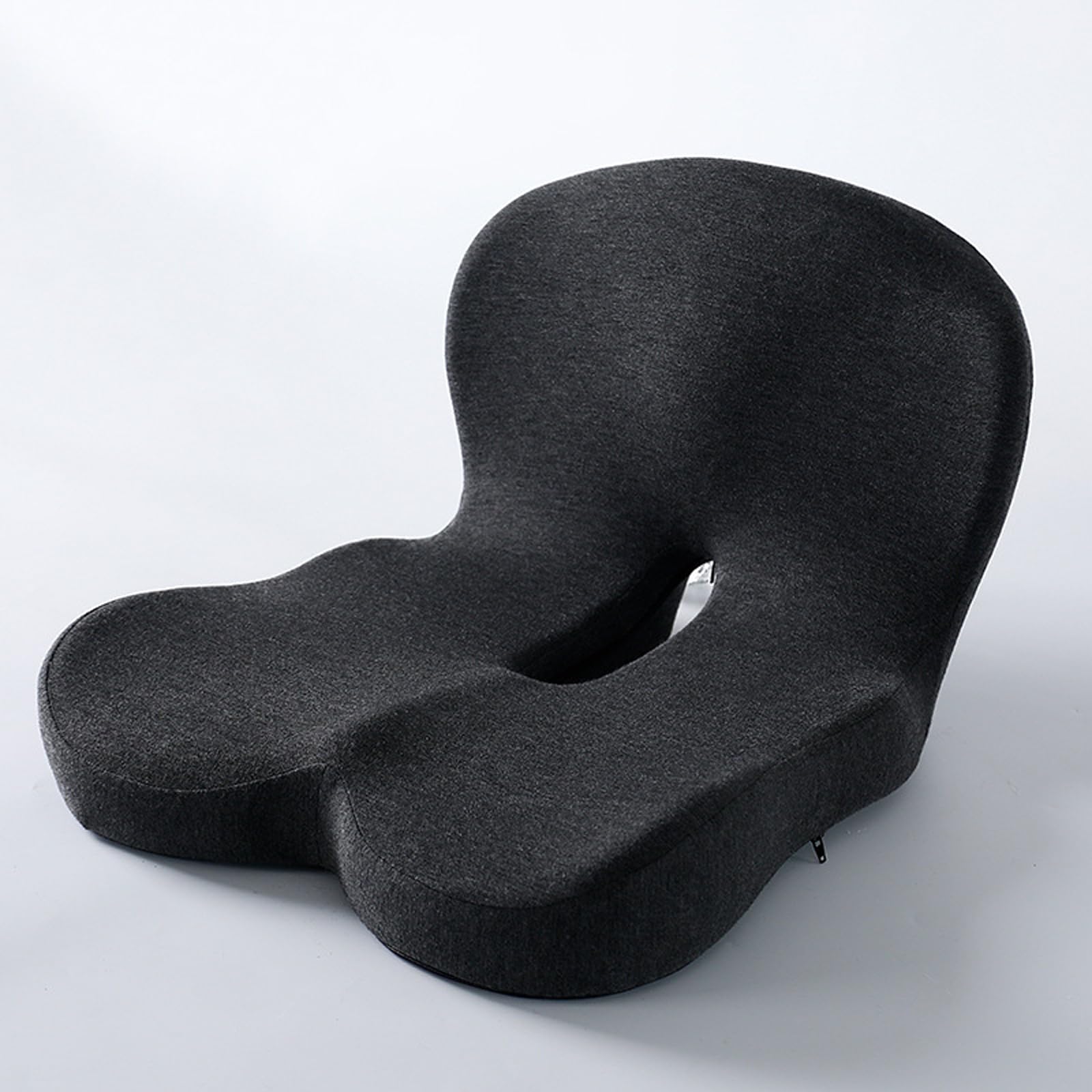 Cojín ortopédico para asiento, cojín de respaldo de espuma viscoelástica, diseño ergonómico que alivia la presión del coxis y la espalda, adecuado para asientos de oficina, estudiantes y Dark gray-B
