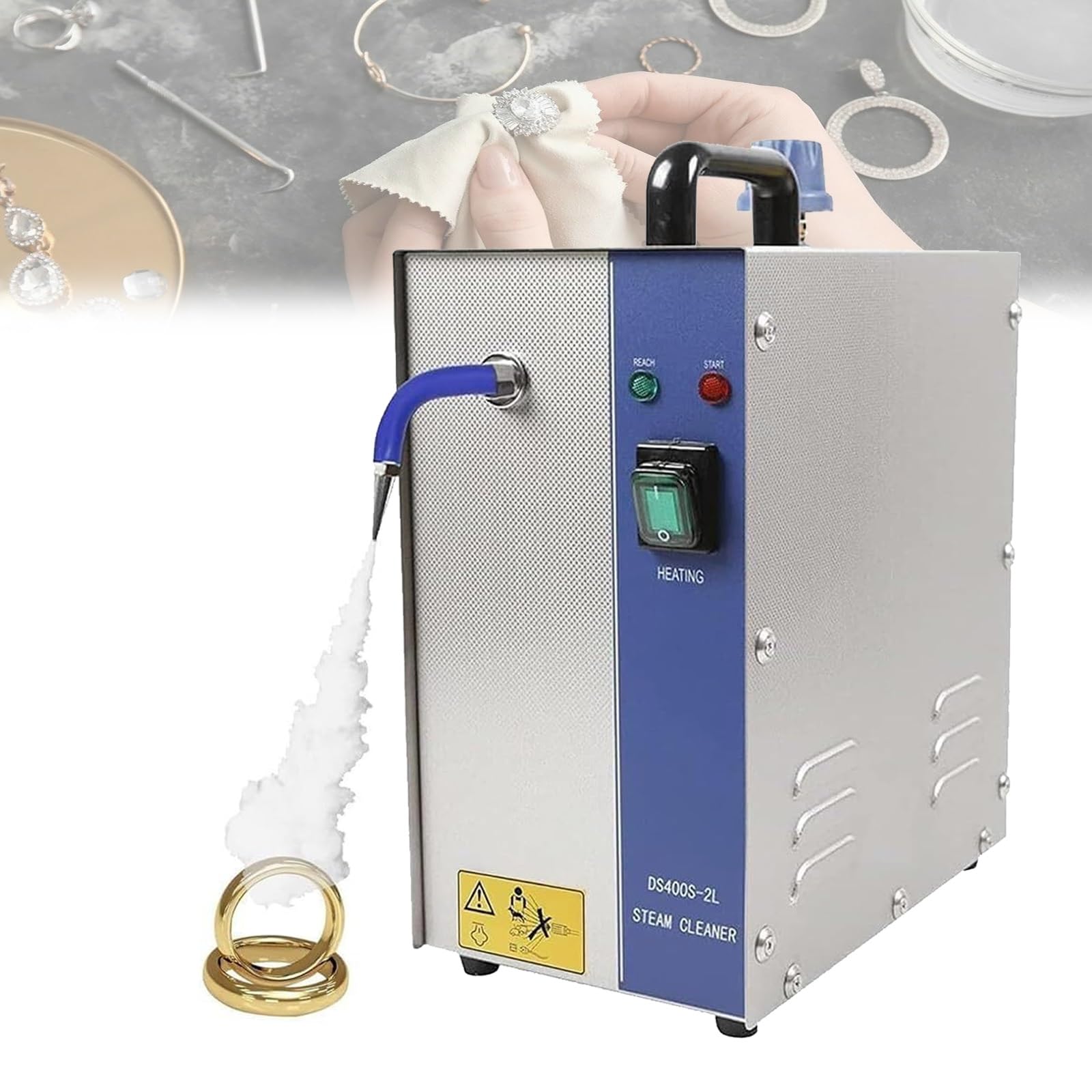 2-Liter-Dampfreinigungsgerät for Schmuck, Schmuckreinigungsgerät, Edelstahl-Schmuckreiniger for Gold, Silber und Diamanten, Hochtemperatur 135 °C for Ringe, Uhren und Ohrringe