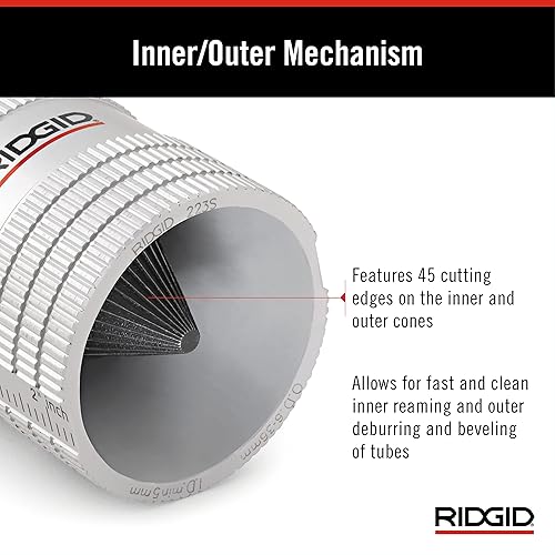 Miniatura 4 de RIDGID 29983 Modelo 223S de 14 pulgadas a 1-14 pulgadas interiorexterior de cobre y acero inoxidable y escariadora de tuberías