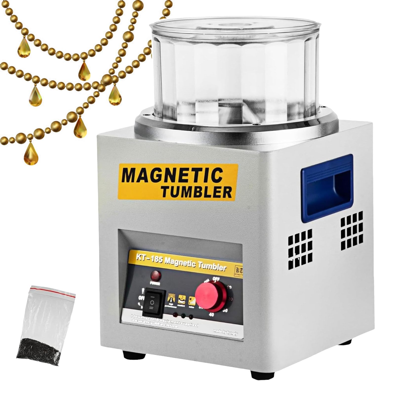 SENJINGHUA Magnetic Tumbler 180Mm, Magnetic Polisher, 2000Rpm Jewelry Polisher, Tumbler Jewelry Polisher Finisher, Diamonds Finishing Machine,110V