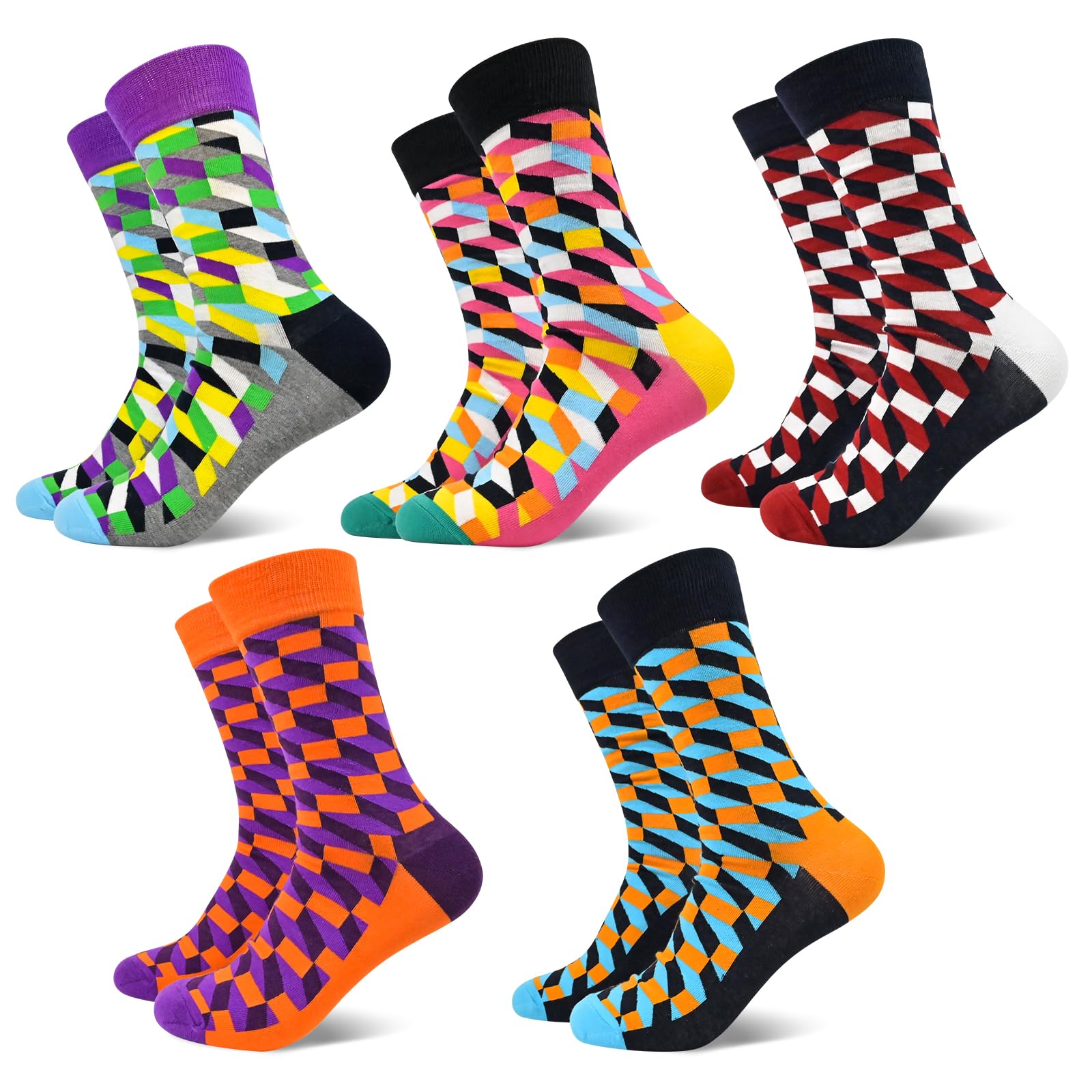 Stynice 5 Paar Bunte Lustige Socken Herren 43-46 - Witzige Baumwollsocken für Männer Frauen - Funny Baumwolle Motiv Socks Kuschelsocken