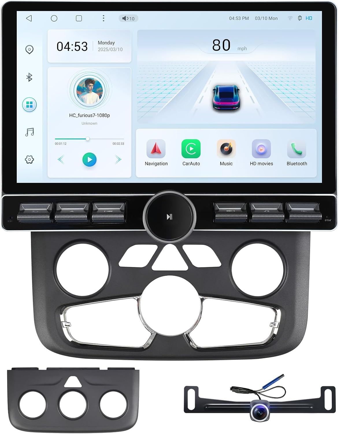 Touchscreen Car Stereo Radio for Dodge Ram 1500 2500 3500 2013-2018,Wireless CarPlay Android Auto GPS Navigation Head Unit Replacement,Manual & Auto Climate Control (with knob and Buttons, 6+64G)