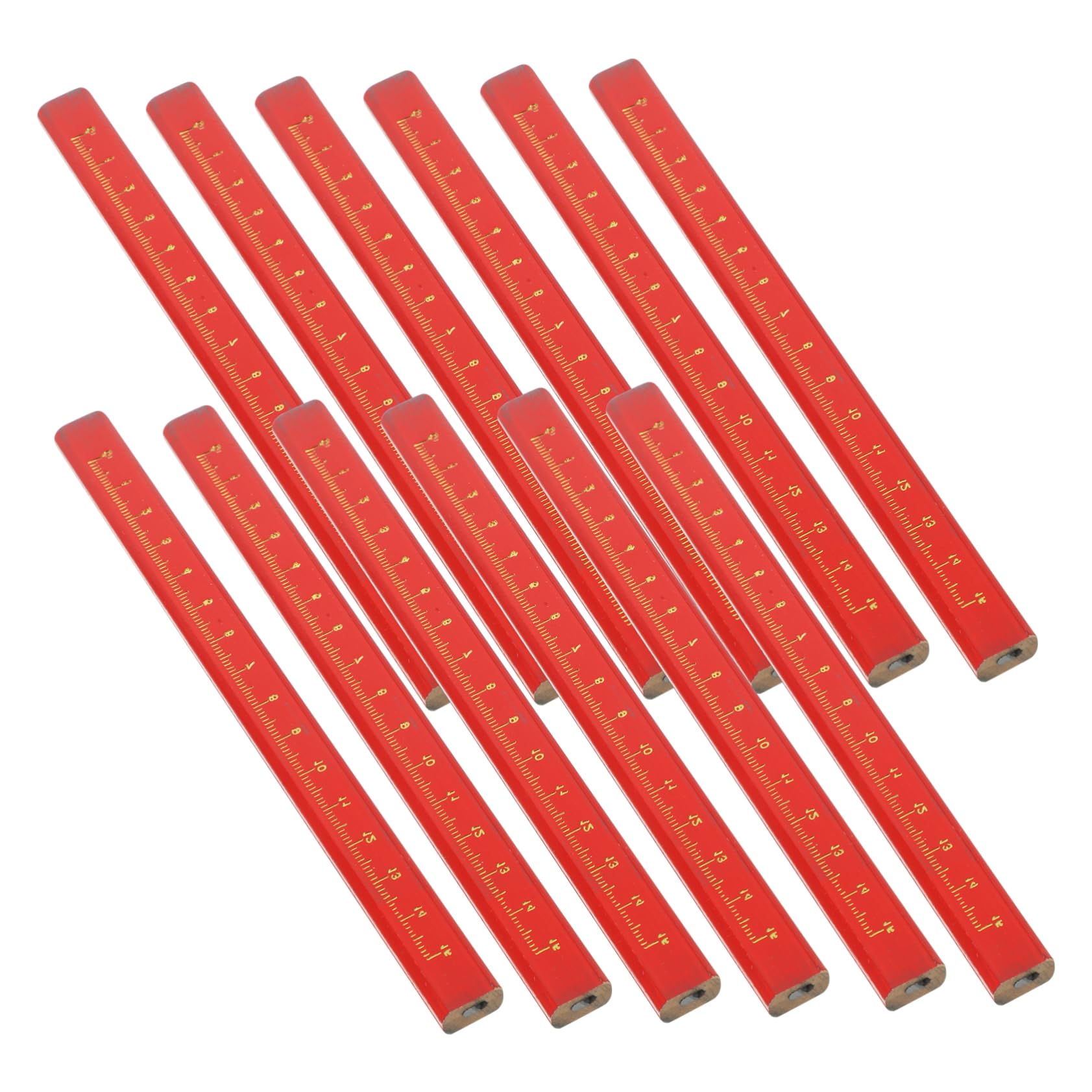 Housoutil Crayon de Charpentier avec Échelle, Lot de 50, Bois Rouge
