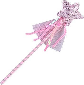 Princess Wand, Angel Fairy Wand Glitter Star Wand Star Fairy Costume Props Angel Fairy Wands Sticks for Birthday Wedding Party Cosplay Favors Role Play Toys Pink