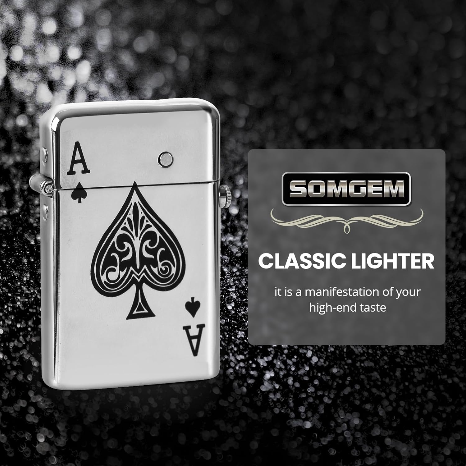SOMGEM Vintage Pocket Lighter, Classic Copper Trench Lighter Fluid Refillable, Antique Kerosene Pipe Lighters with Safety Lock, Unique Collection Gift for Men Dad Husband (Silver)