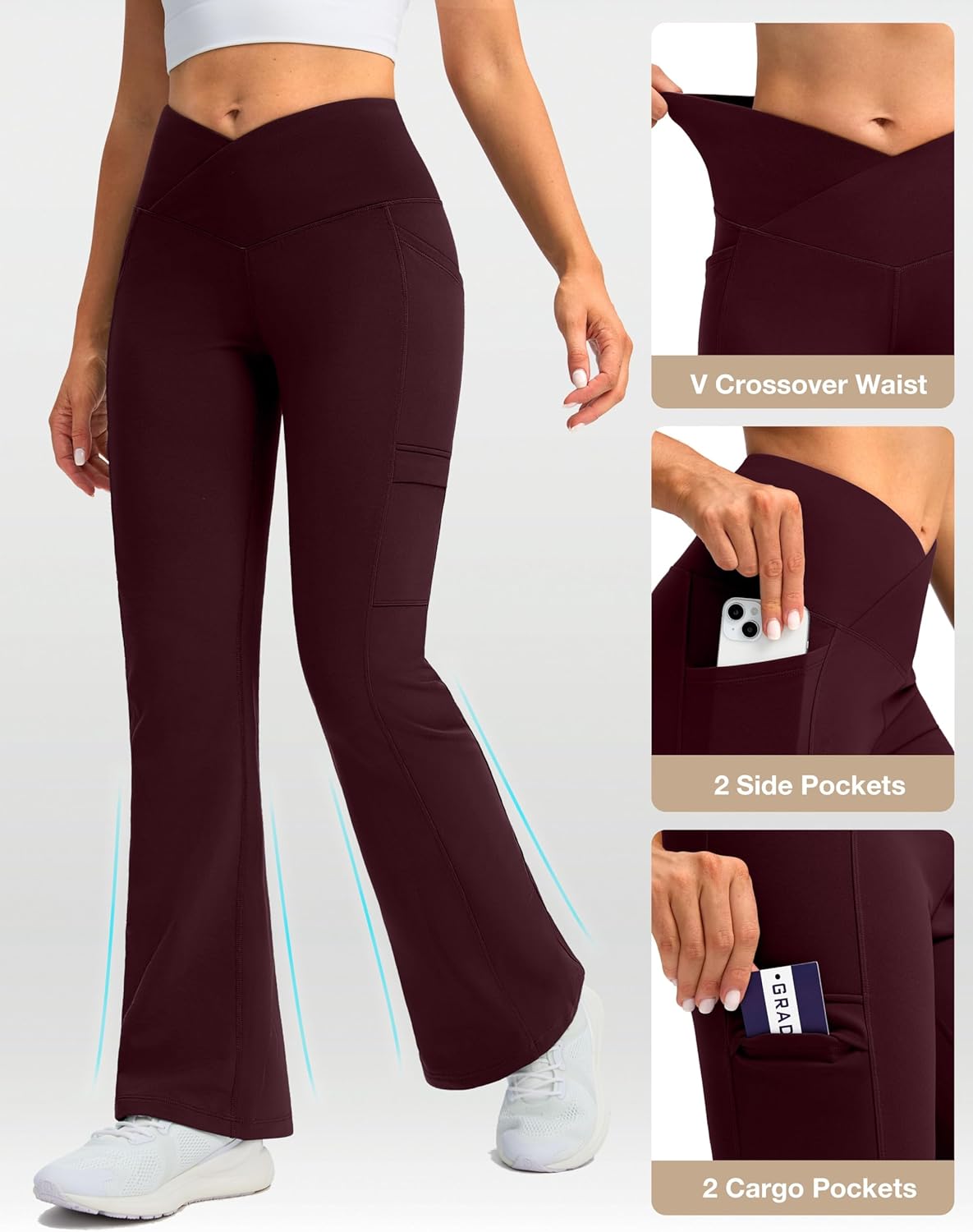 G Gradual Women's Fleece Lined Pants Water Resistant Winter Thermal Flare Leggings Hiking Snow Pants for Women 4 Pockets - Image 5