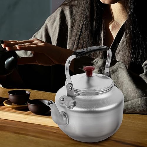 Miniatura 7 de Pequeña tetera portátil de aleación de aluminio con pantalla de filtro Hervidor de té compacto para estufa de gas en el hogar Camping al aire libre
