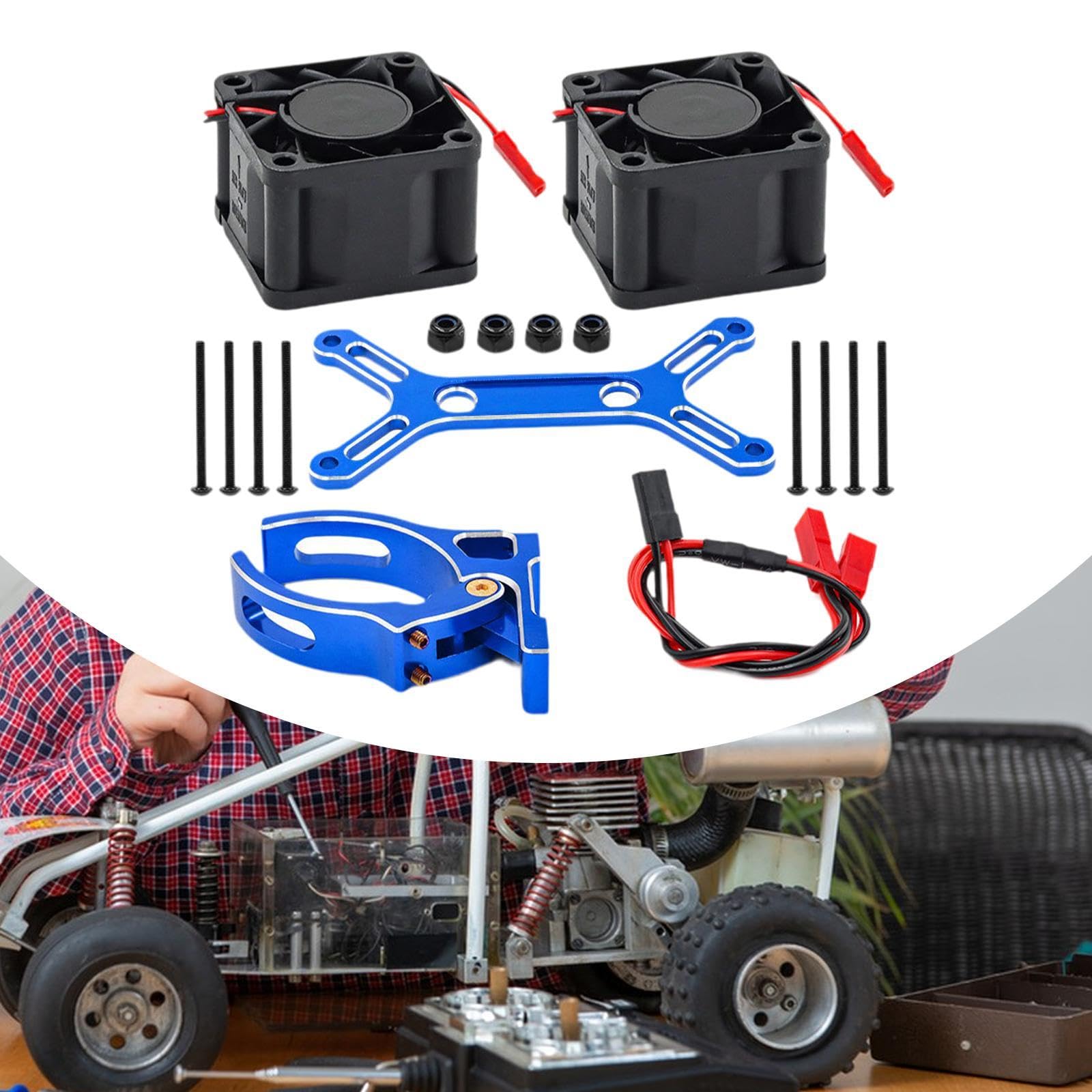 DYNWAVE RC Cooling 1717 Motor,8 Wltoys,540 Replacement,Crawler 1 Motor,6S 8S Double High Speed Fan, Blue