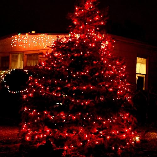 Vista 11 de TW SHINE Mini cadena de luces de Navidad, 20 pies, 100 unidades, incandescentes, mini luces de árbol de Navidad, impermeables, para exteriores, Rojo