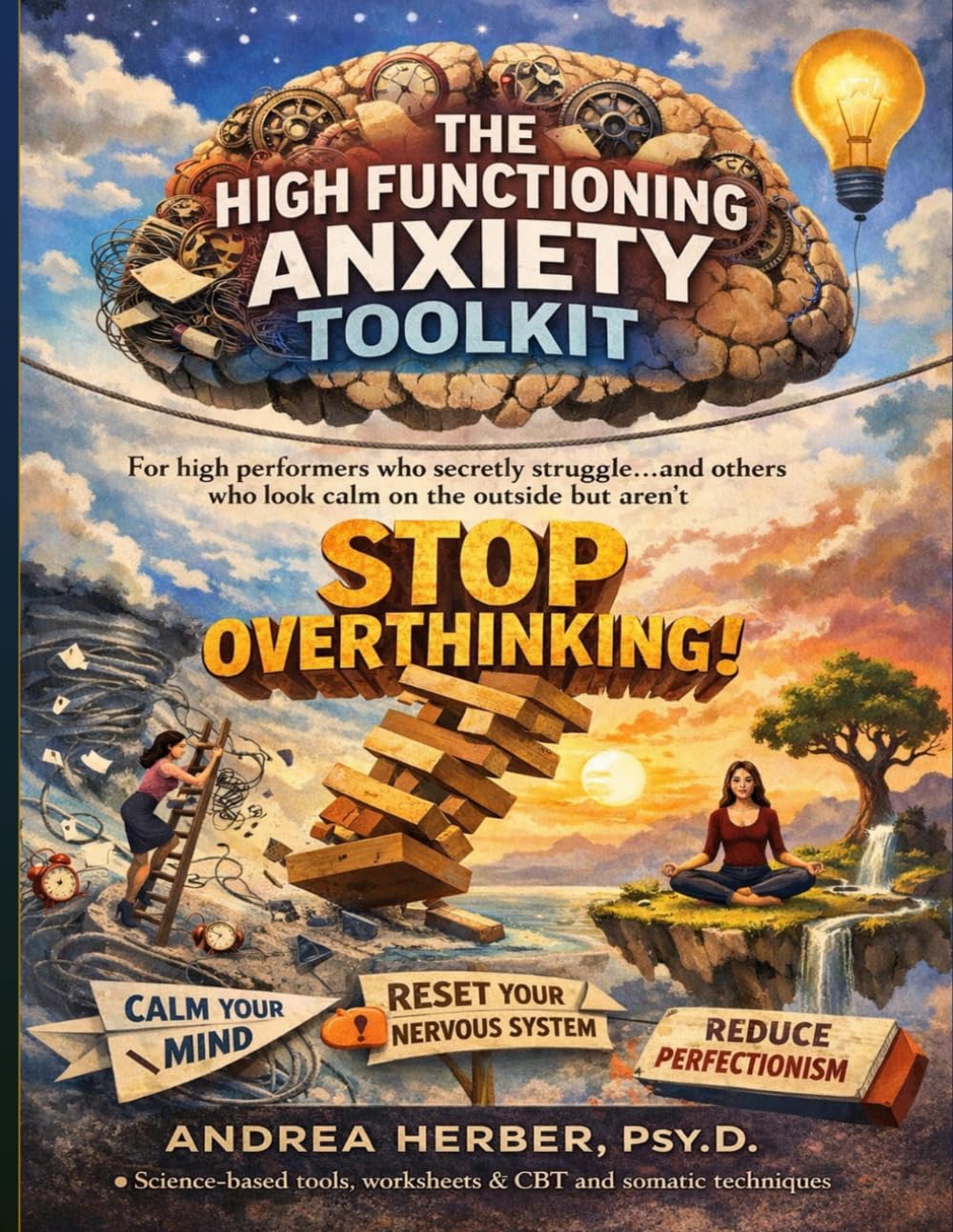 The High Functioning Anxiety Toolkit: An Evidence-Based Workbook for High Achievers, Perfectionists and People-Pleasers to Stop Overthinking, Calm ... System Using CBT, ACT and Somatic Tools