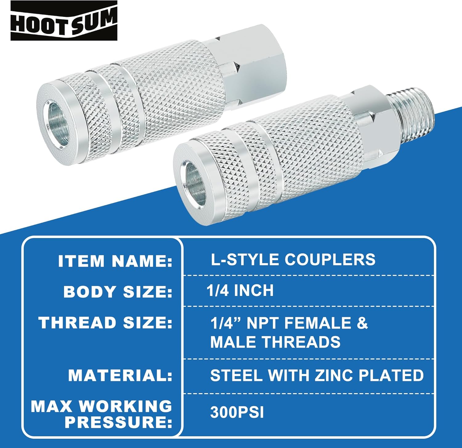 Lincoln L-style Air Hose Fittings, 1/4 in. Steel Male and Female Couplers with Male Plugs 14 Pieces Compressor Accessories Quick Connect Fittings
